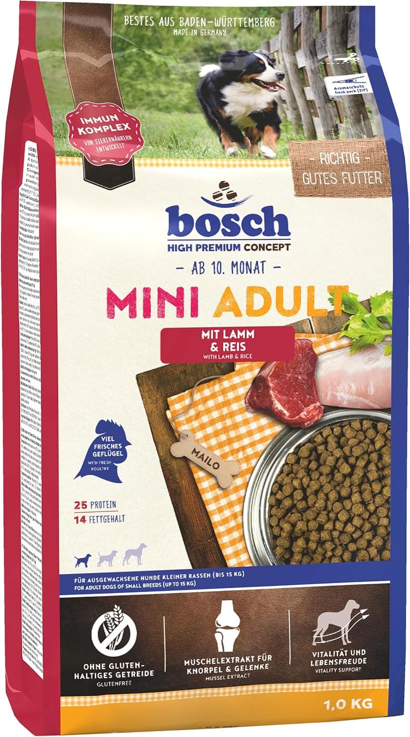 bosch HPC Mini Adult | con cordero y arroz | Alimento seco para perros adultos de razas pequeñas (hasta 15 kg) | 1 x 15 kg
