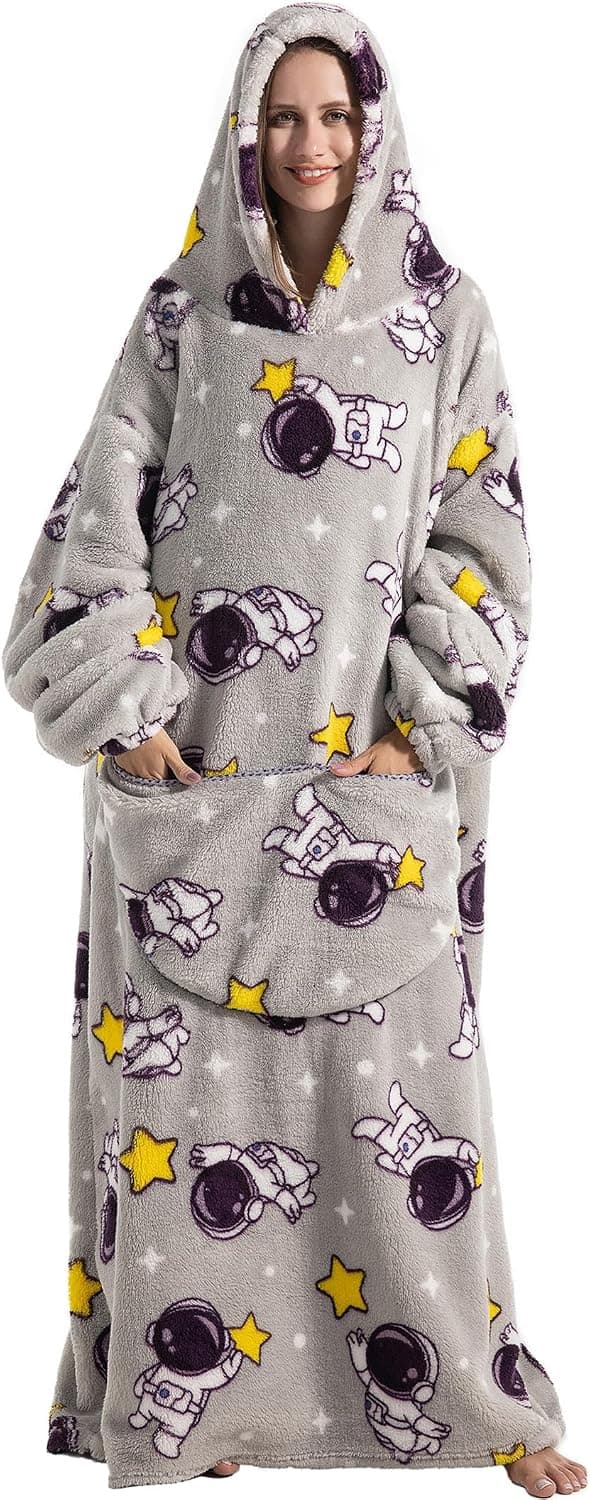JOREAY Extra Larga Manta de Gran Tamaño con Capucha, Manta de Forro Polar para Mujeres Adultas, Sudadera Gigante Esponjosa con Capucha para Adolescentes
