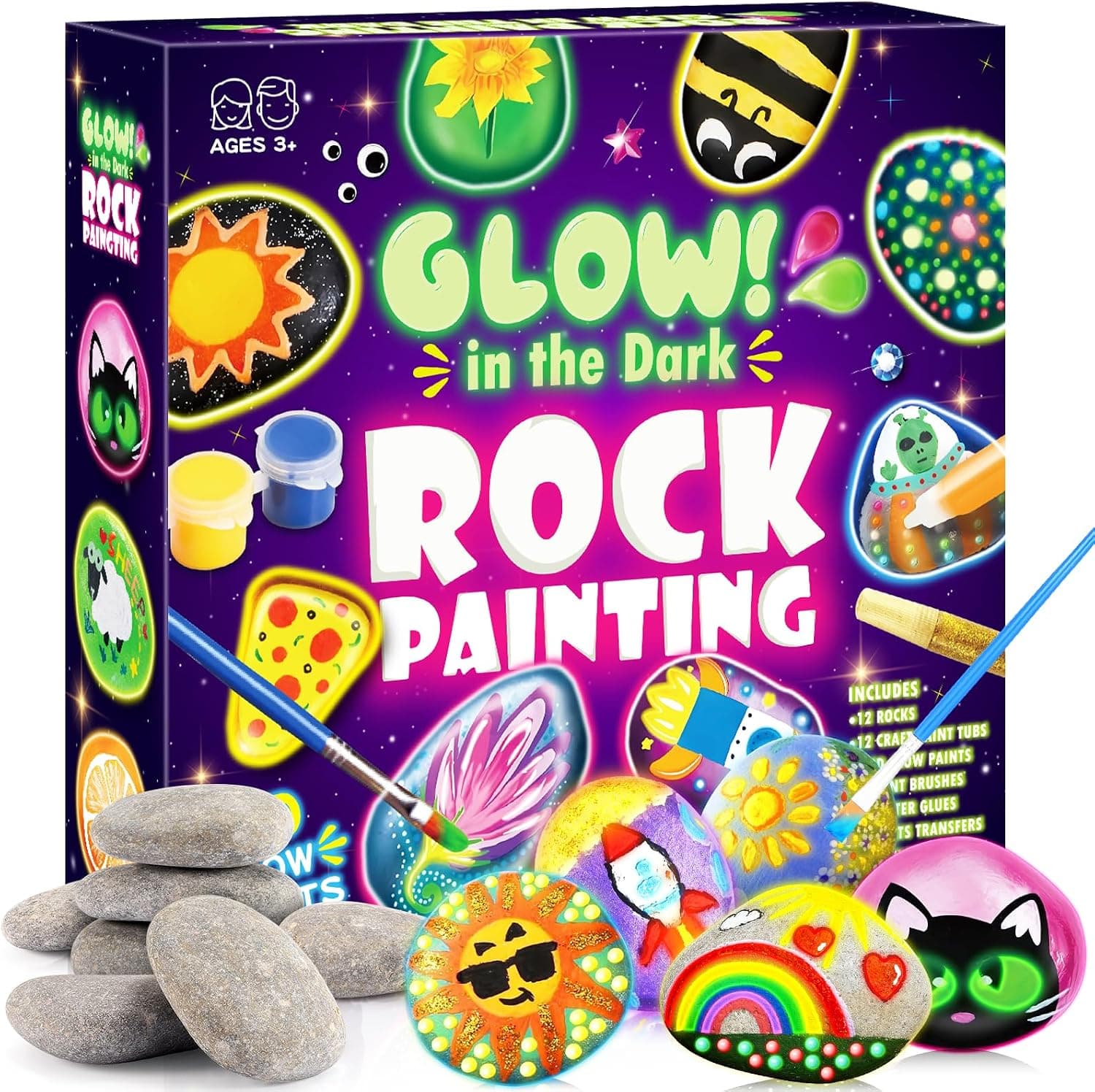 Manualidades Niñas 5 6 7 8 9 10 Años, Juego Piedras para Pintar Juguetes Niños 3 4 5 6 7 8 9 Años Pinturas para Niños 3-9 Años Juegos Manualidades Niña 4-9 Años Navidad Pascua Regalos Niñas 3-10 Años