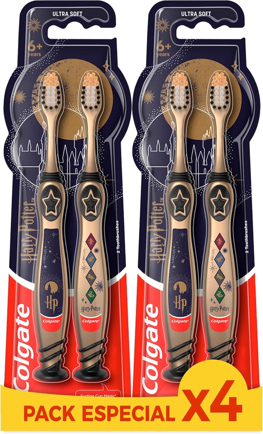 Colgate Harry Potter, Cepillo de Dientes Infantil 6+ Años, Pack 4