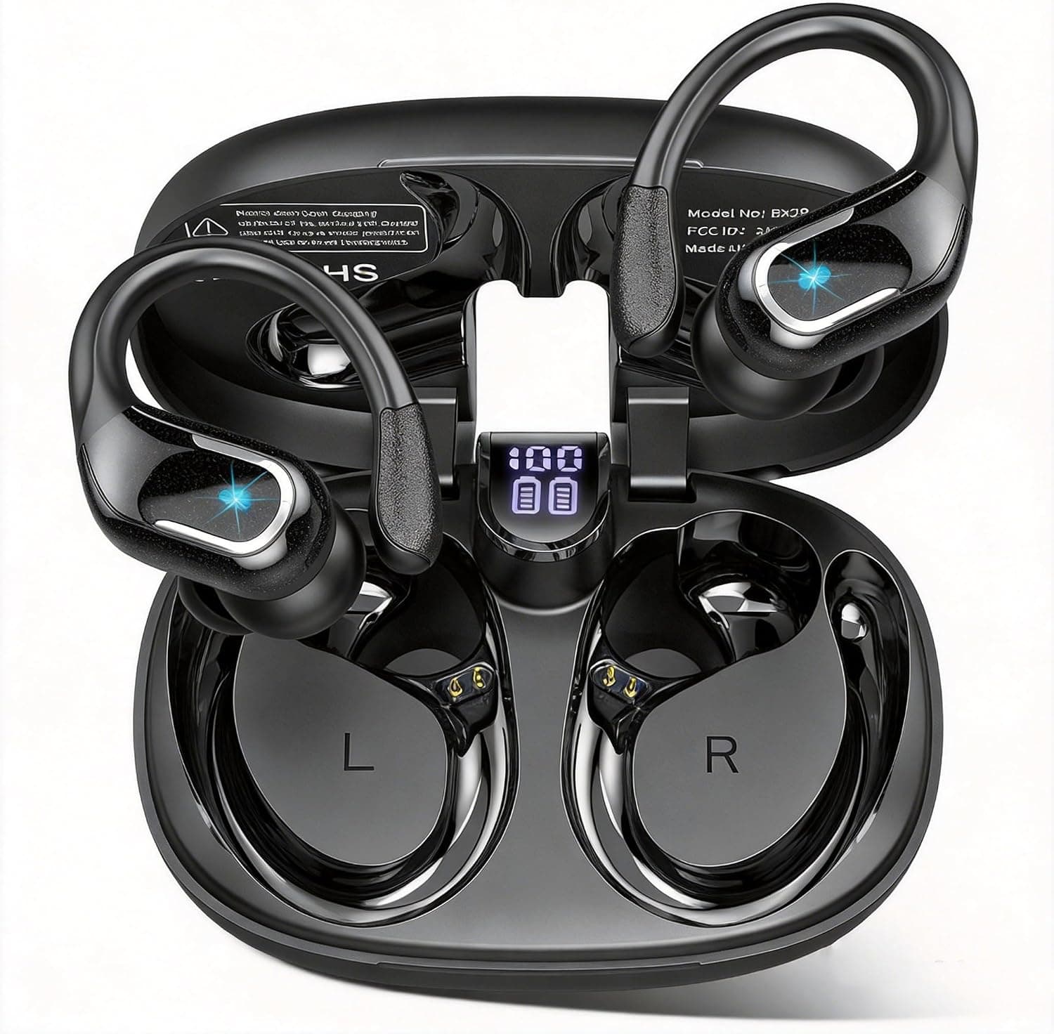 Ltinist 75H Auriculare Bluetooth Deportivos, HiFi Estéreo Auriculare Inalámbricos Deportivos Bluetooth, Auriculares Deportivos IPX8 Impermeable