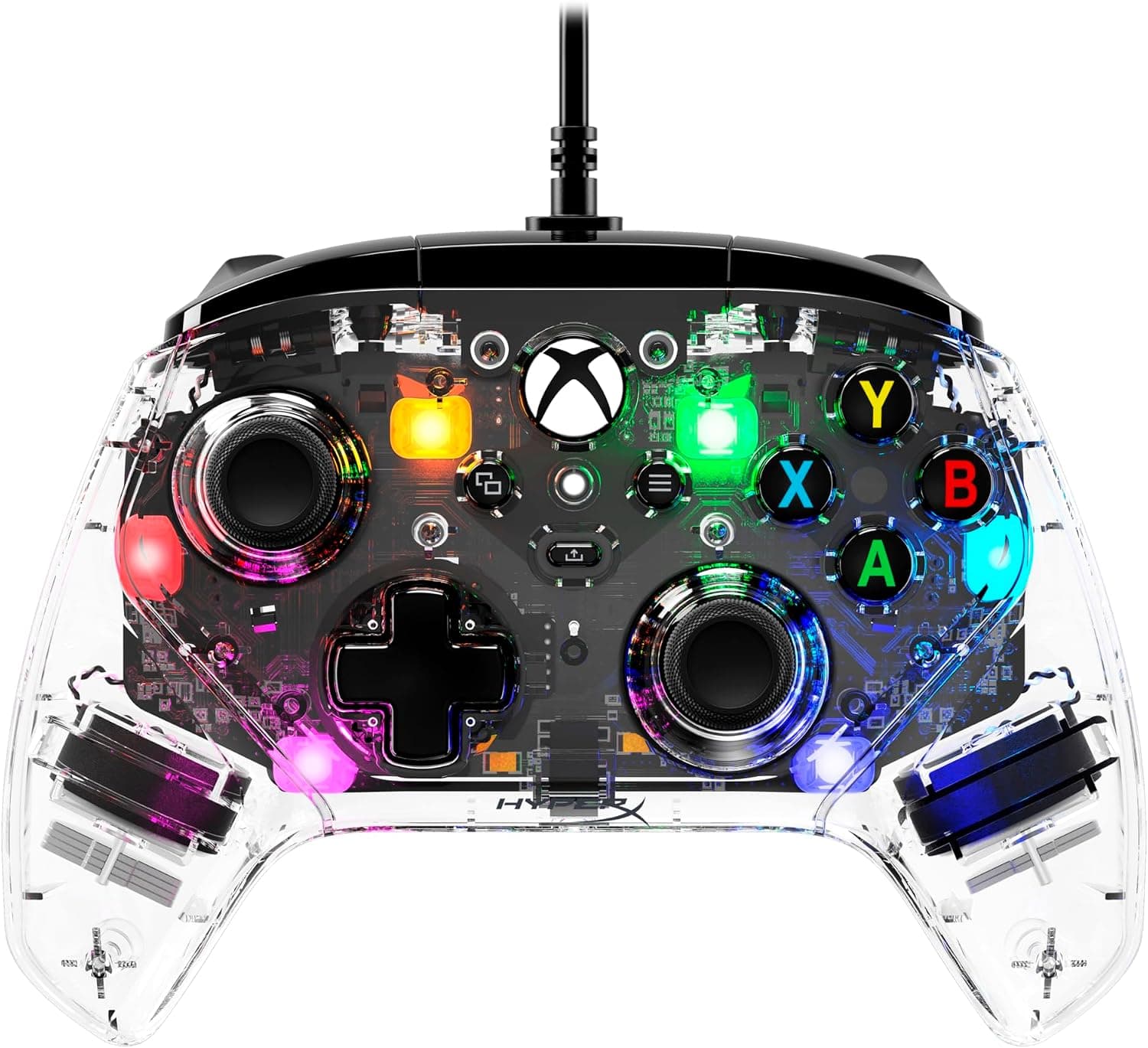 HyperX Clutch Gladiate RGB - Mando con cable para Xbox One, Xbox Series X|S, Windows 10/11, joystick, gamepad, motores de vibración dual, RGB
