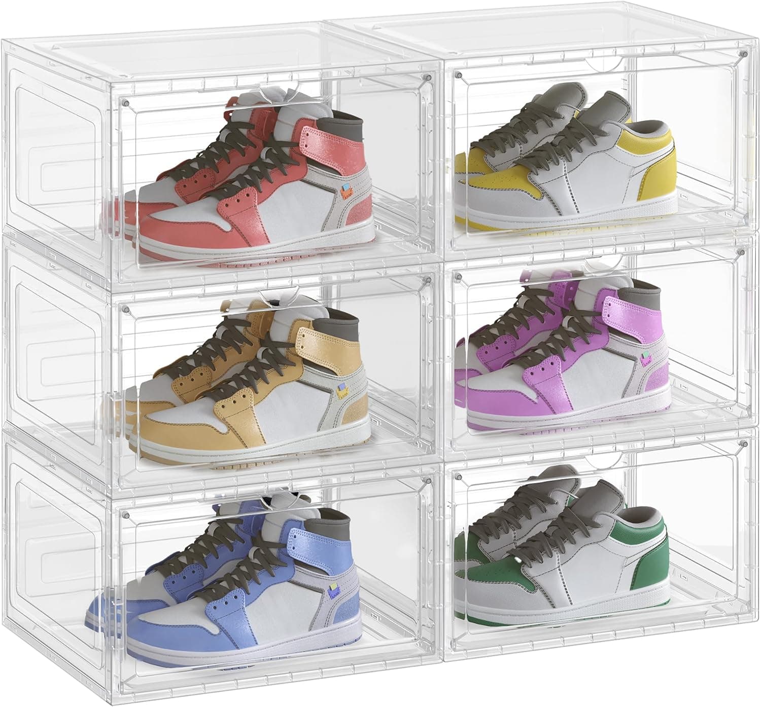 SONGMICS Cajas para Zapatos, Juego de 6, Apilable, Blanco Nube