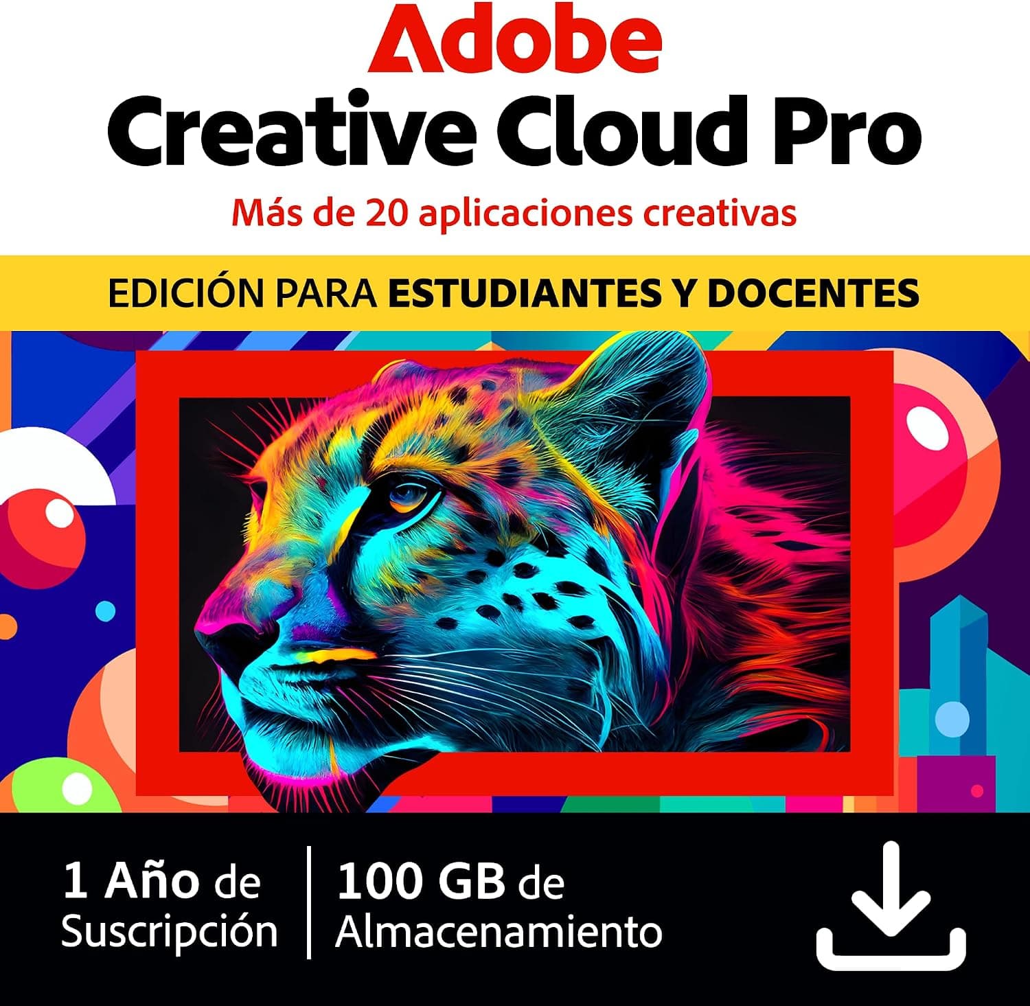 Adobe Creative Cloud Pro para estudiantes y docentes | Software Creativo con IA | 1 Año | PC/Mac | Descarga Digital
