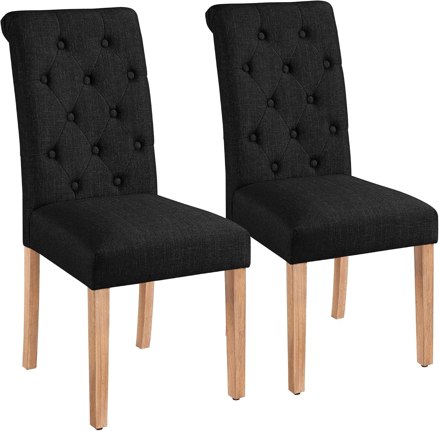 Yaheetech Juego de 2 Sillas de Comedor Silla Acolchada de Tela Negra
