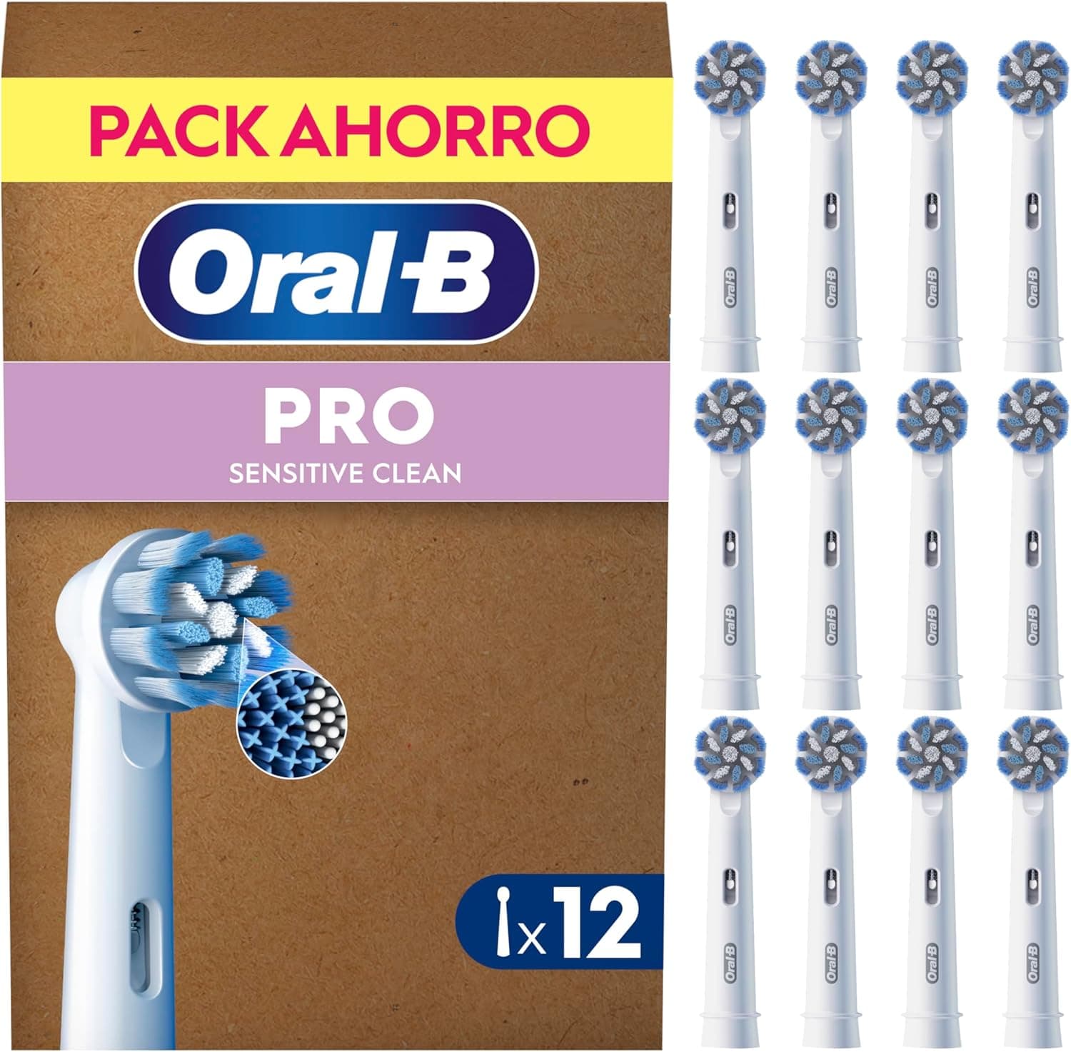 Oral-B Sensitive Clean Cabezales de Recambio Originales, Blanco, Pack de 12
