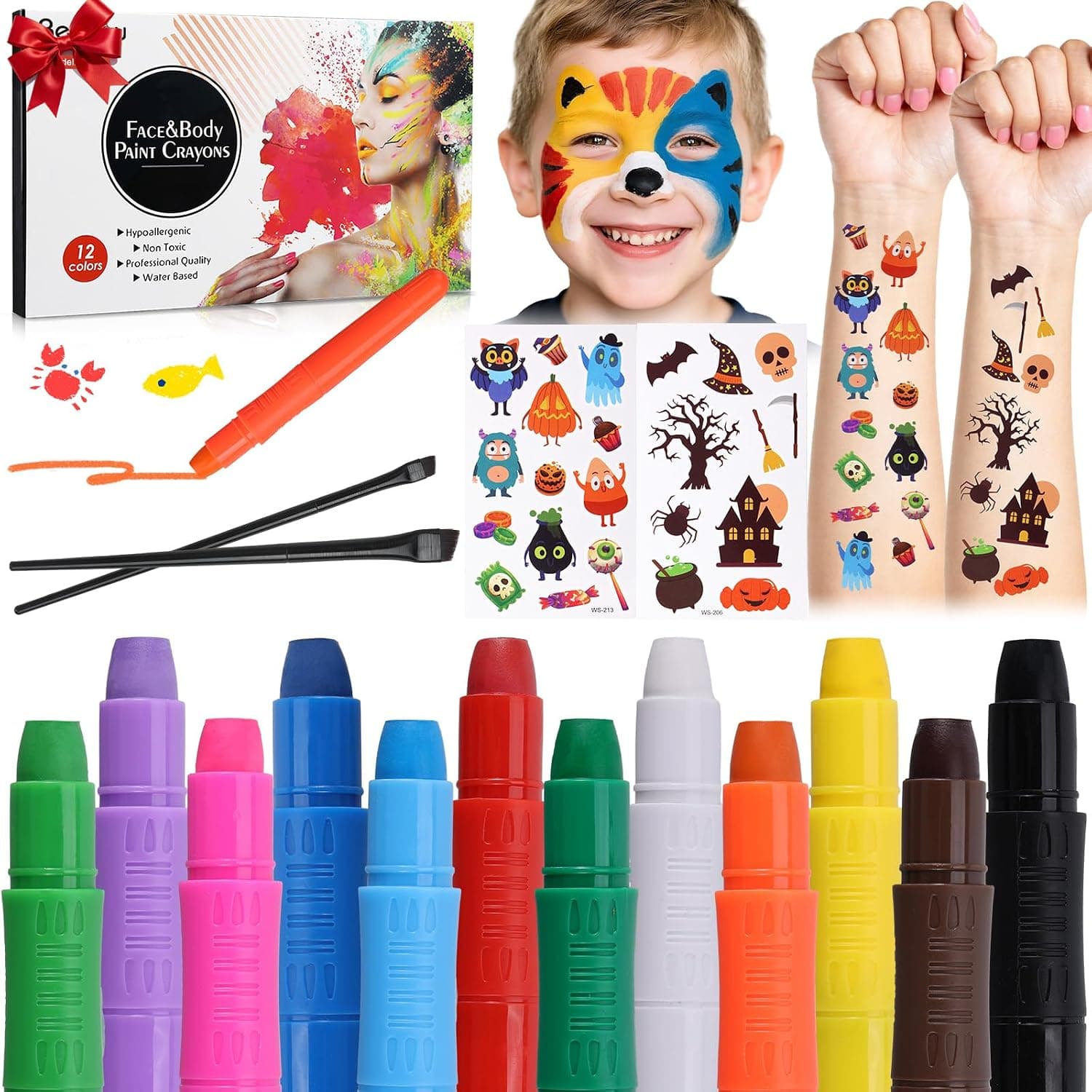 Beesjuy Pinturas Cara para Niños en 12 Colores, Pinturas Embarazadas