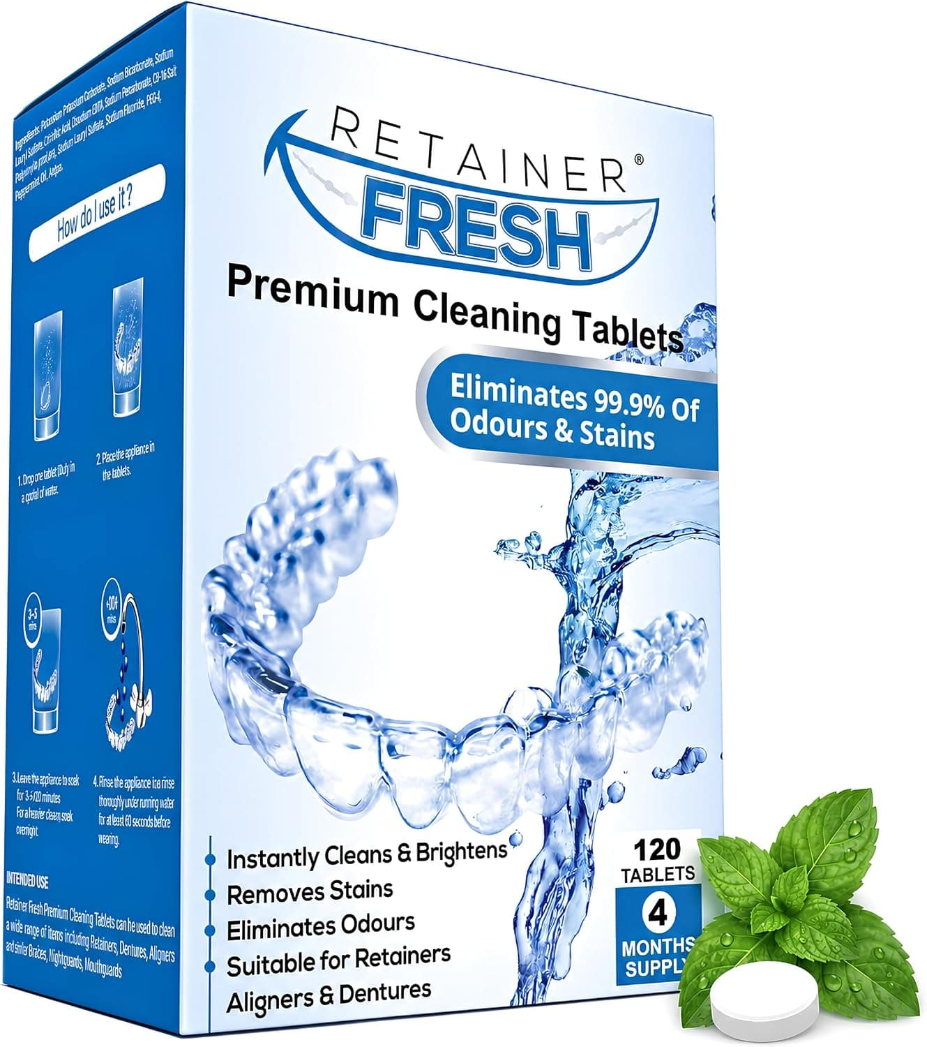 Retainer Fresh, tabletas limpiadoras para retenedores 120 tabletas
