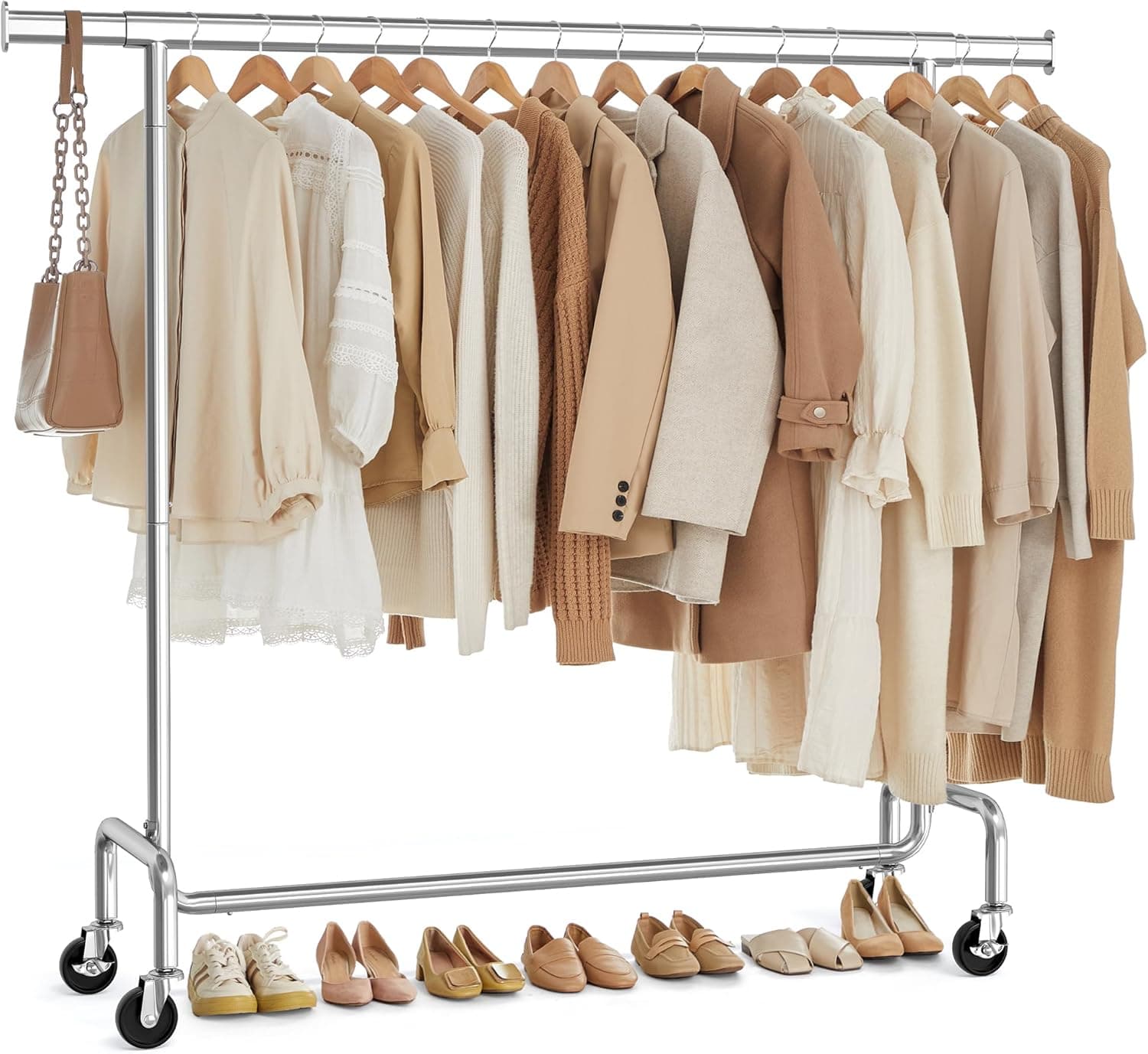 SONGMICS Burro Ropa con Ruedas, Extensible, 45 x (110-150) x 162,9 cm