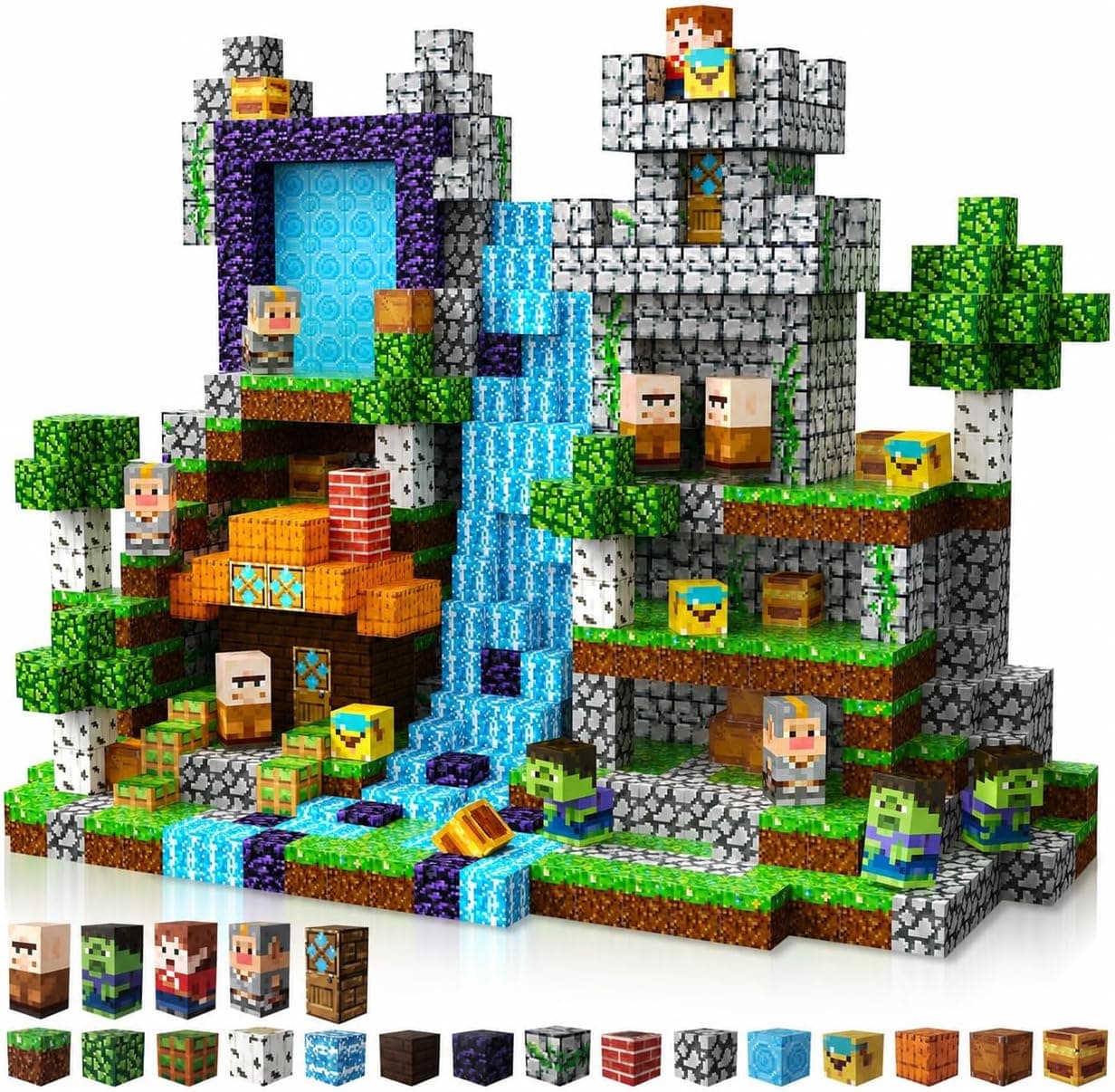 Magneverse Bloques de Construcción Magnéticos 200 Piezas - Set Aventura en el Bosque Magnetic Blocks - Juguete Montessori para Niños 3+ Años - Construcciones Magneticas Niños Regalo para Niños y Niñas