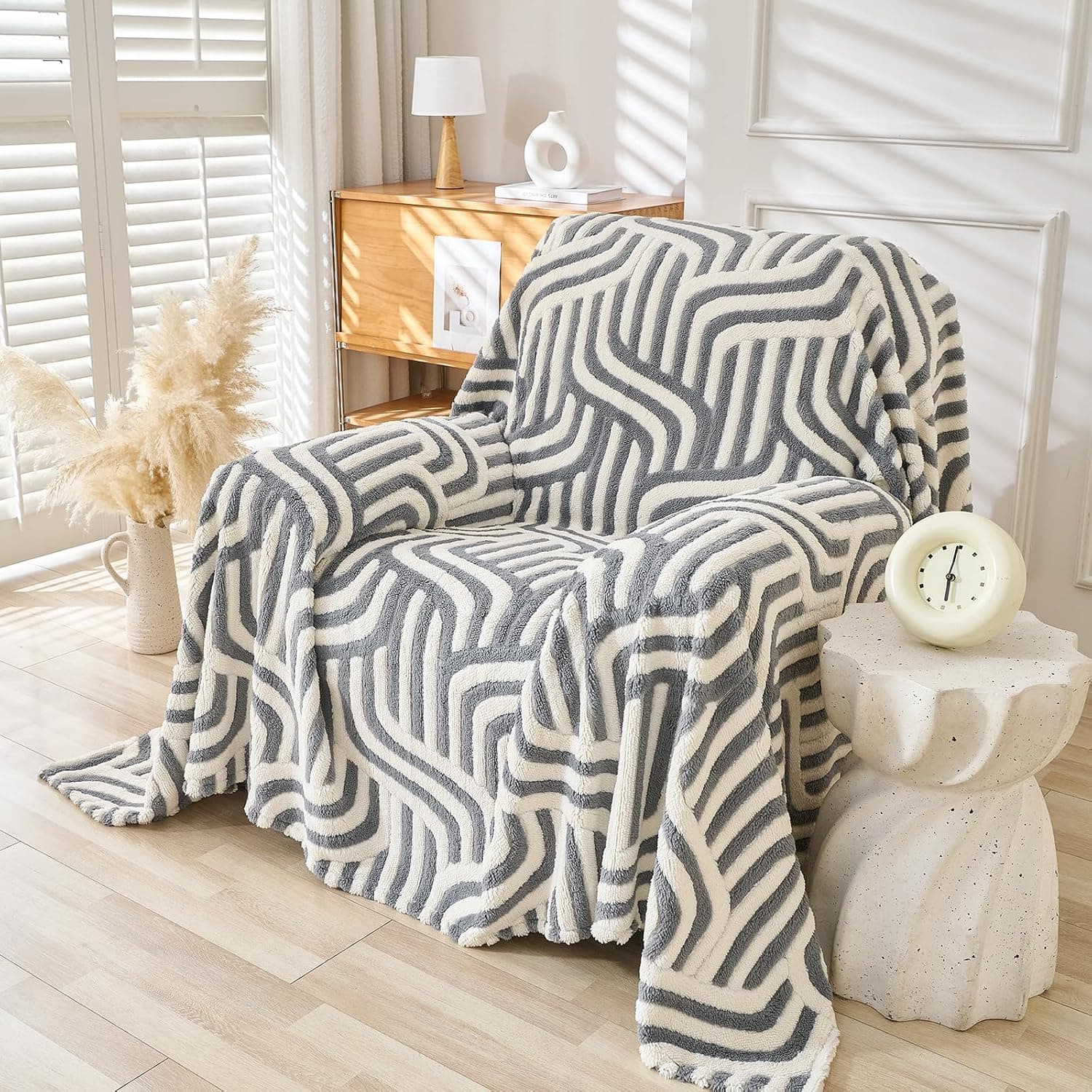 WEYOND Funda de Sofá Suave de Felpa, 180 × 230 cm, Gris Oscuro