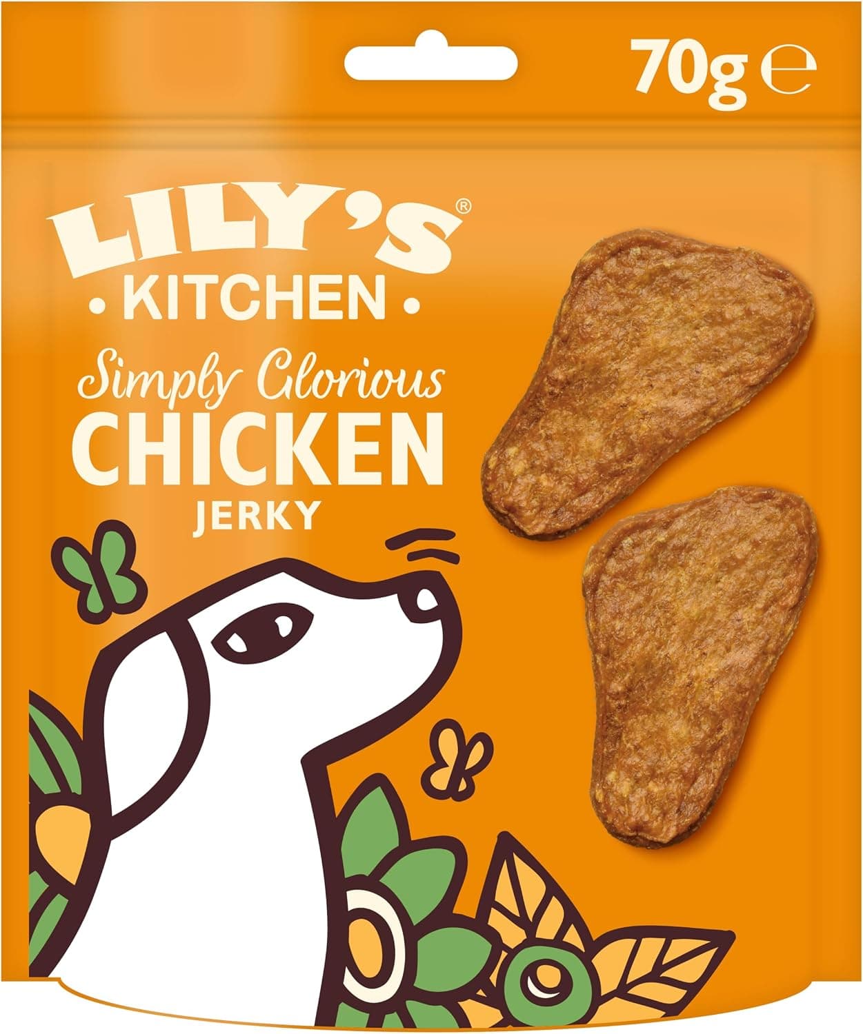 Lily's Kitchen Elaborado con ingredientes naturales paquete de golosinas para perros adultos cecina de pollo espectacular receta sin cereales 8 × 70g