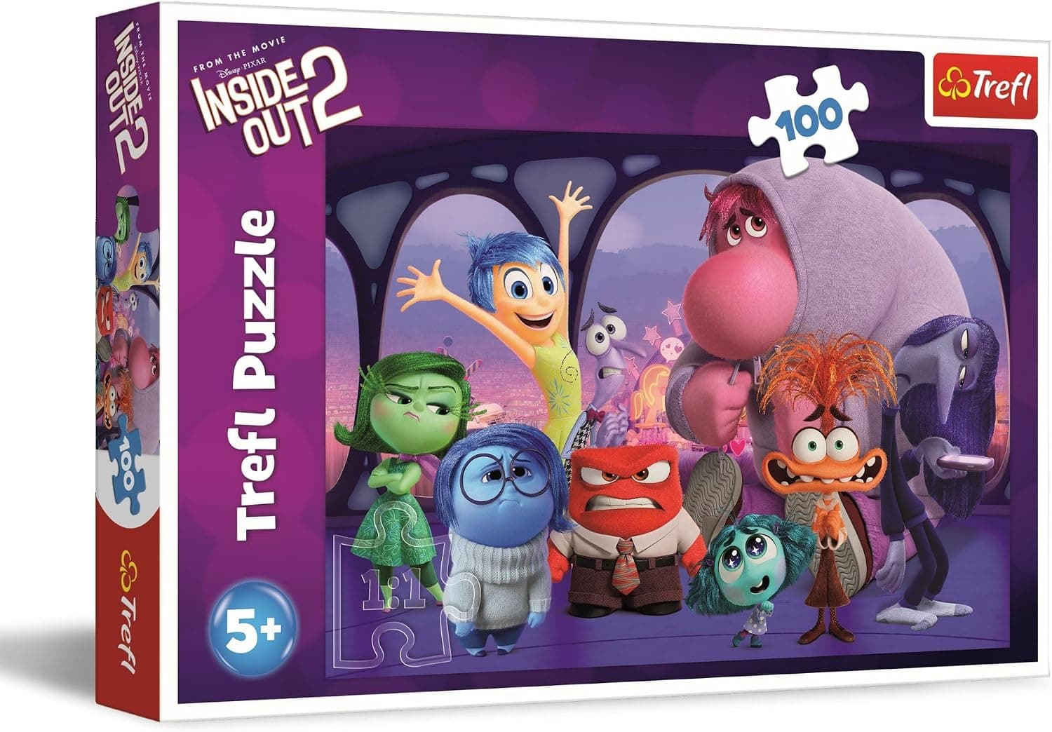 Trefl - Inside out 2, del revés - Puzle de 100 Piezas - Puzle de Colores con los Personajes de la película de Dibujos Animados, Entretenimiento Creativo, Juego para niñas y niños a Partir de 5 años