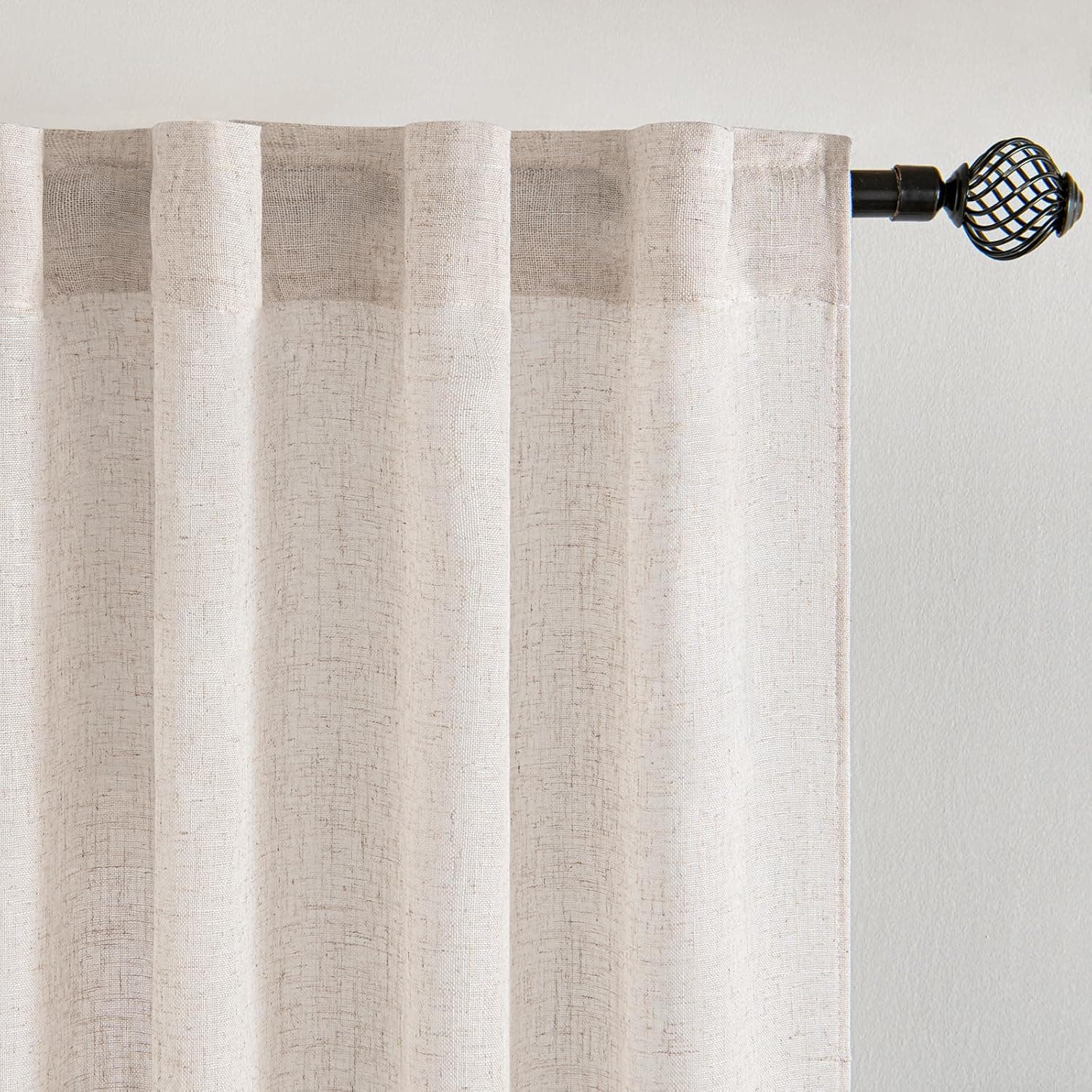 MIULEE Cortinas de Lino Translúcido 2 Piezas Natural 245x140cm (HxL)