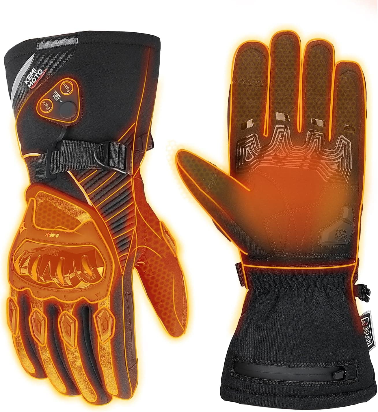 KEMIMOTO Guantes Calefactables Moto Impermeables, 3000 mAH, Doble Zona