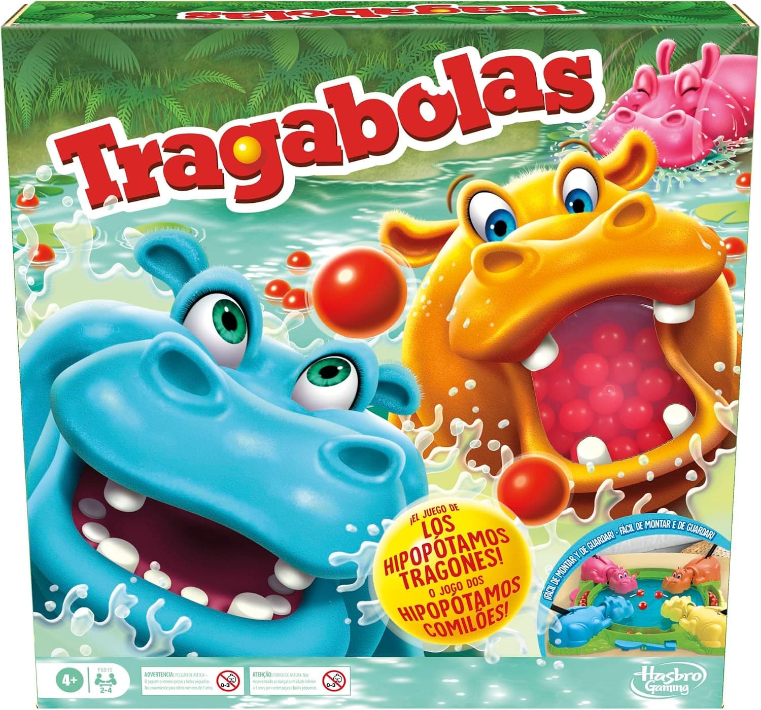 Hasbro Gaming Juego de Mesa Tragabolas Comilón de 2 a 4 Jugadores - Versión Español-Portuguesa Juguete Infantil para Jugar con Familia y Amigos, Niños y Niñas de 4 Años o Más