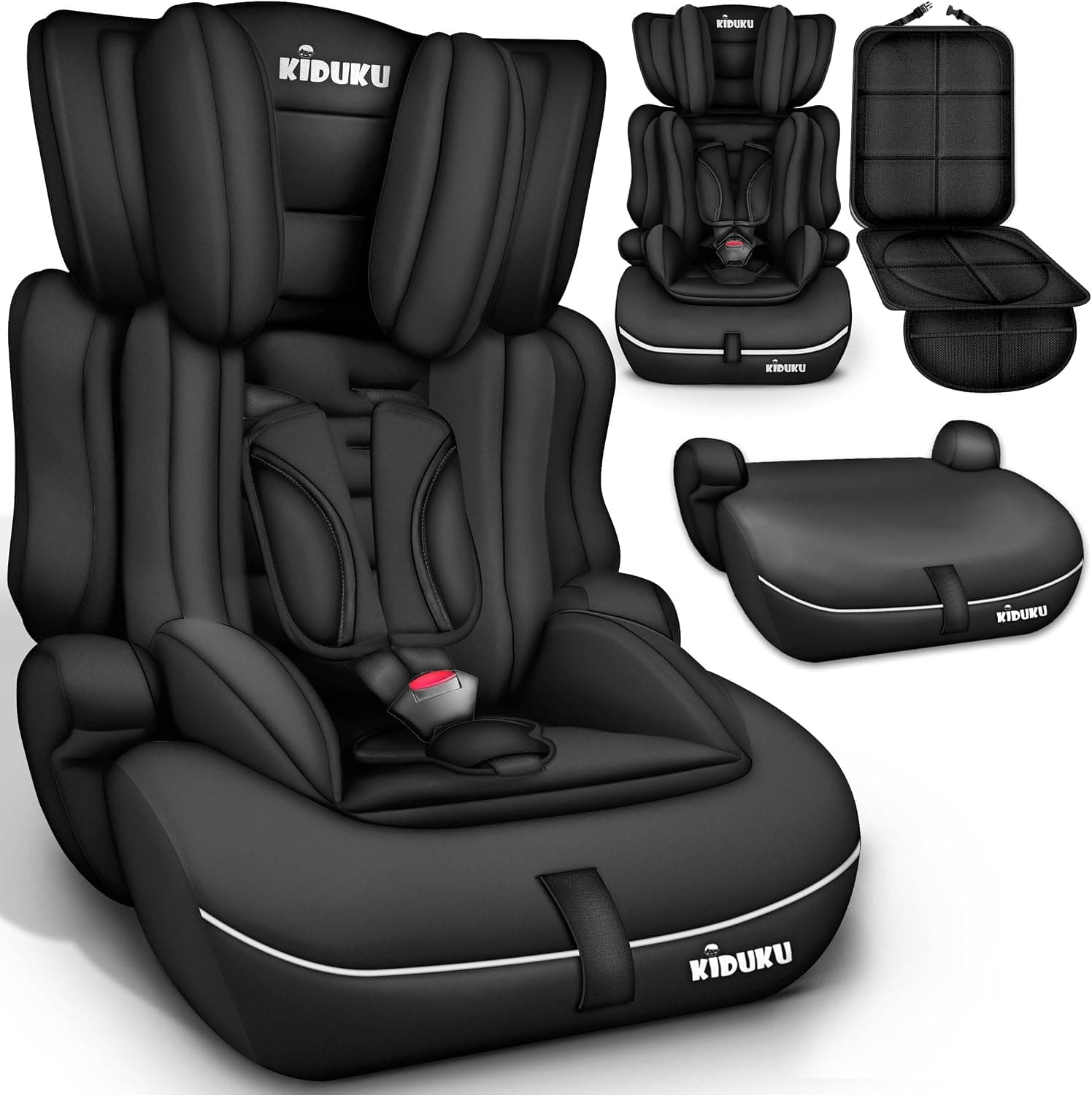 KIDUKU® Silla de coche bebé 76-150 cm, crece con el niño, Silla coche para niños 15 meses - 12 años, 9-36 kg, Grupo 1/2/3 (Noir)