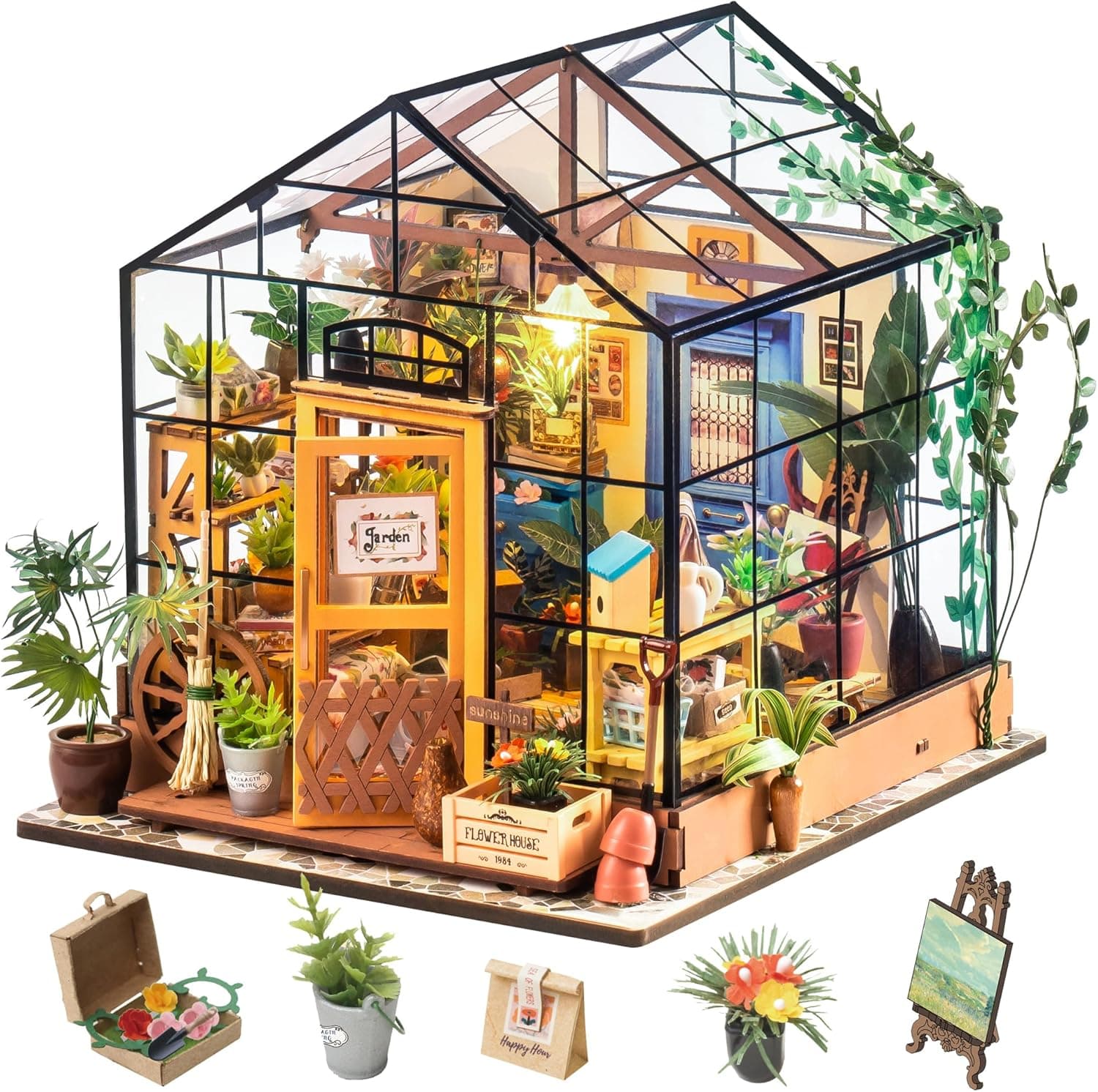 Rolife DIY Casa en Miniatura para Adultos Casa de Flores de Cathy Kits de Construcción de Modelos de Casas de Muñecas para Adultos Regalos de Cumpleaños para Mujeres y Niñas
