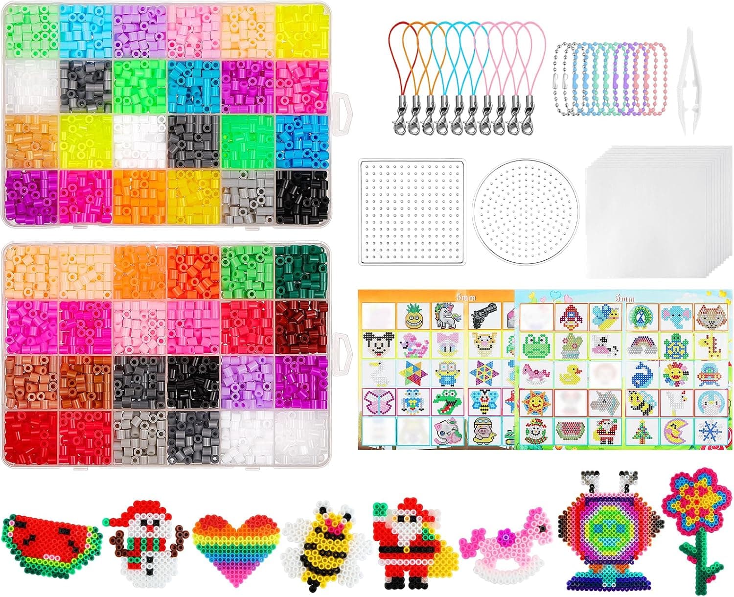 AUAUY Cuentas Planchar Hama Beads 3360Pzs, 36 Colores Cuentas, 5mm