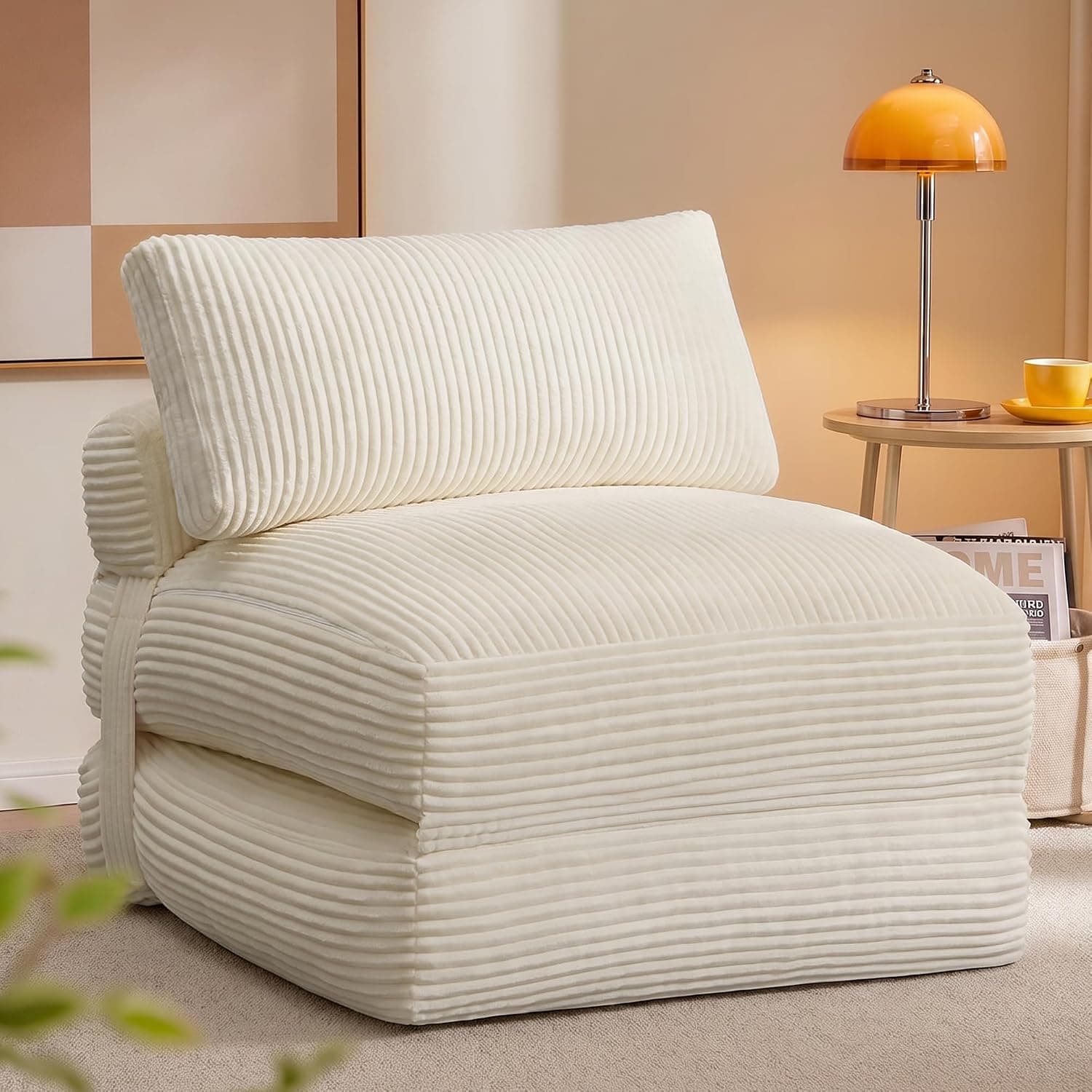 VASAGLE Sofá Cama Plegable, Sillón de Pana con Espuma de Alta Densidad