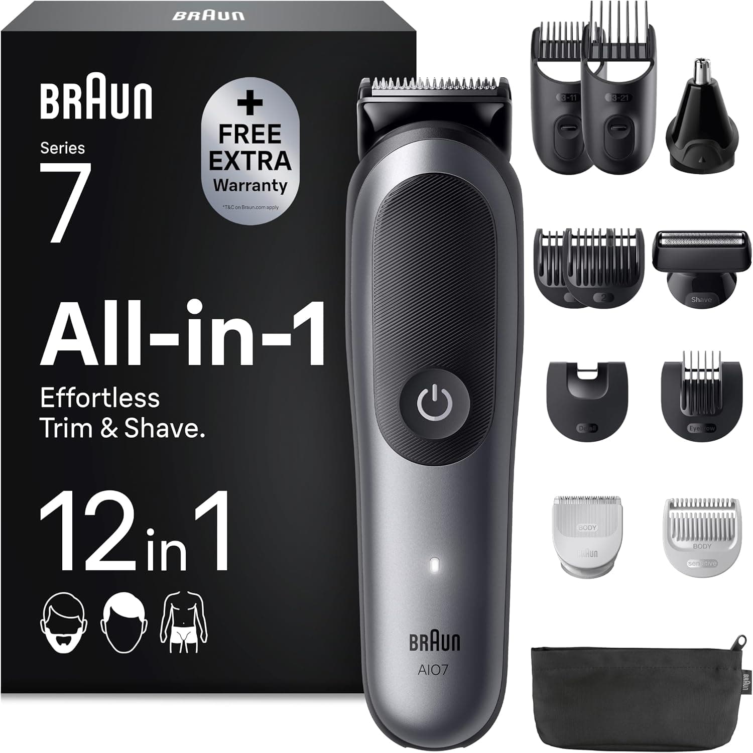Braun Recortadora Todo En Uno Series 7, AIO7545, Gris