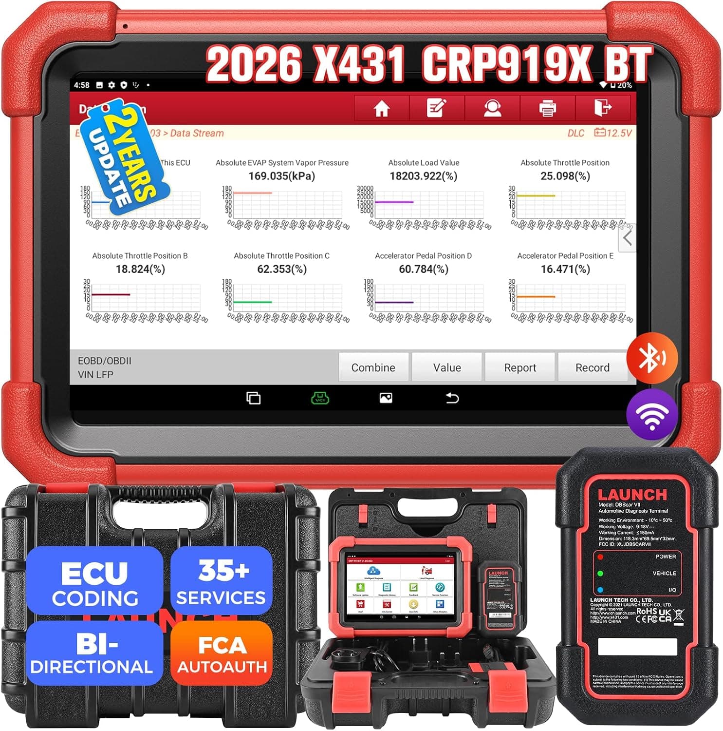 Launch X431 CRP919X BT OBD2 Diagnosis Escaneo Bidireccional Inalámbrica