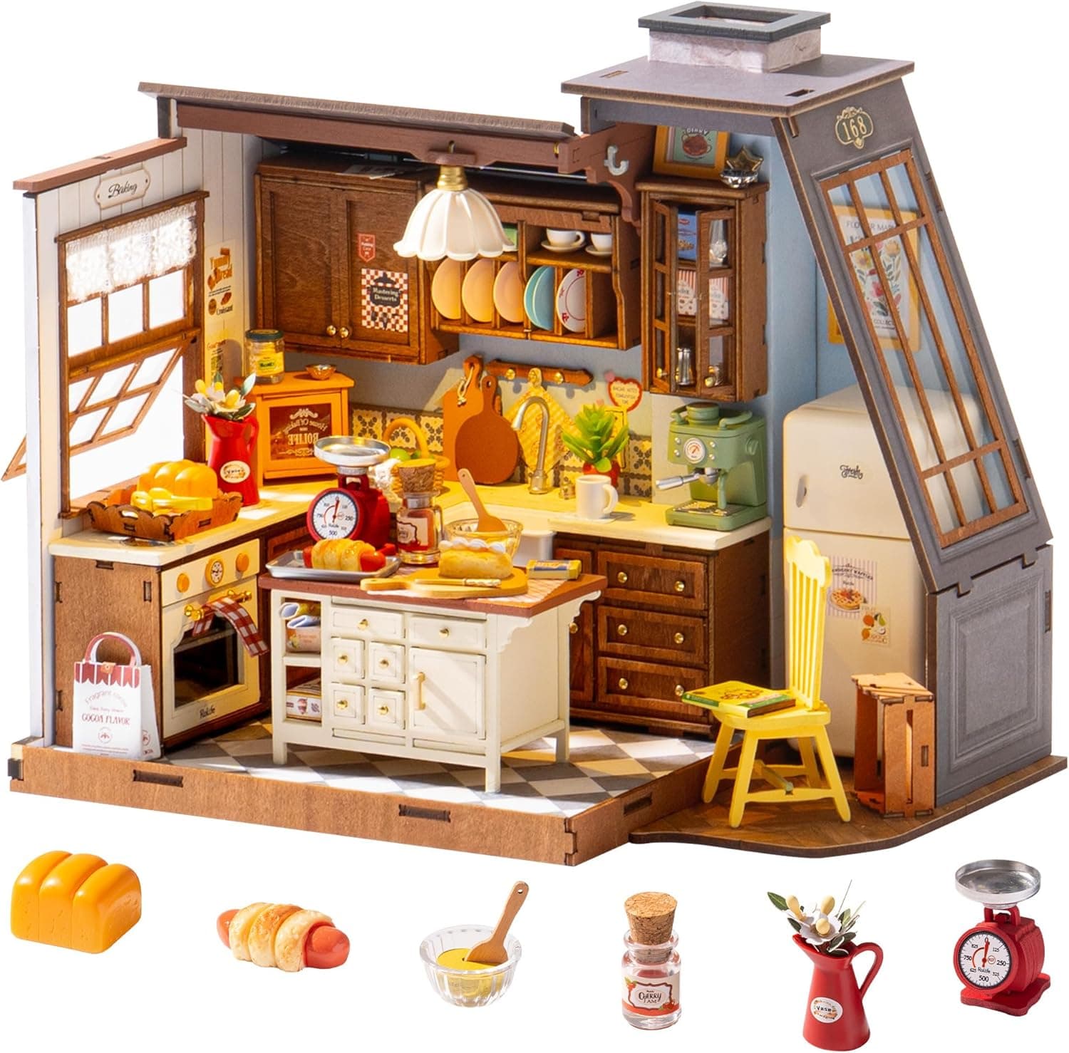 Rolife Casa de Muñecas Cocina de Repostería Kit DIY Casa en Miniatura Kits de Modelismo Casa de Muñecas Miniatura Rincón de Libros Decoración del Hogar Regalo de Cumpleaños
