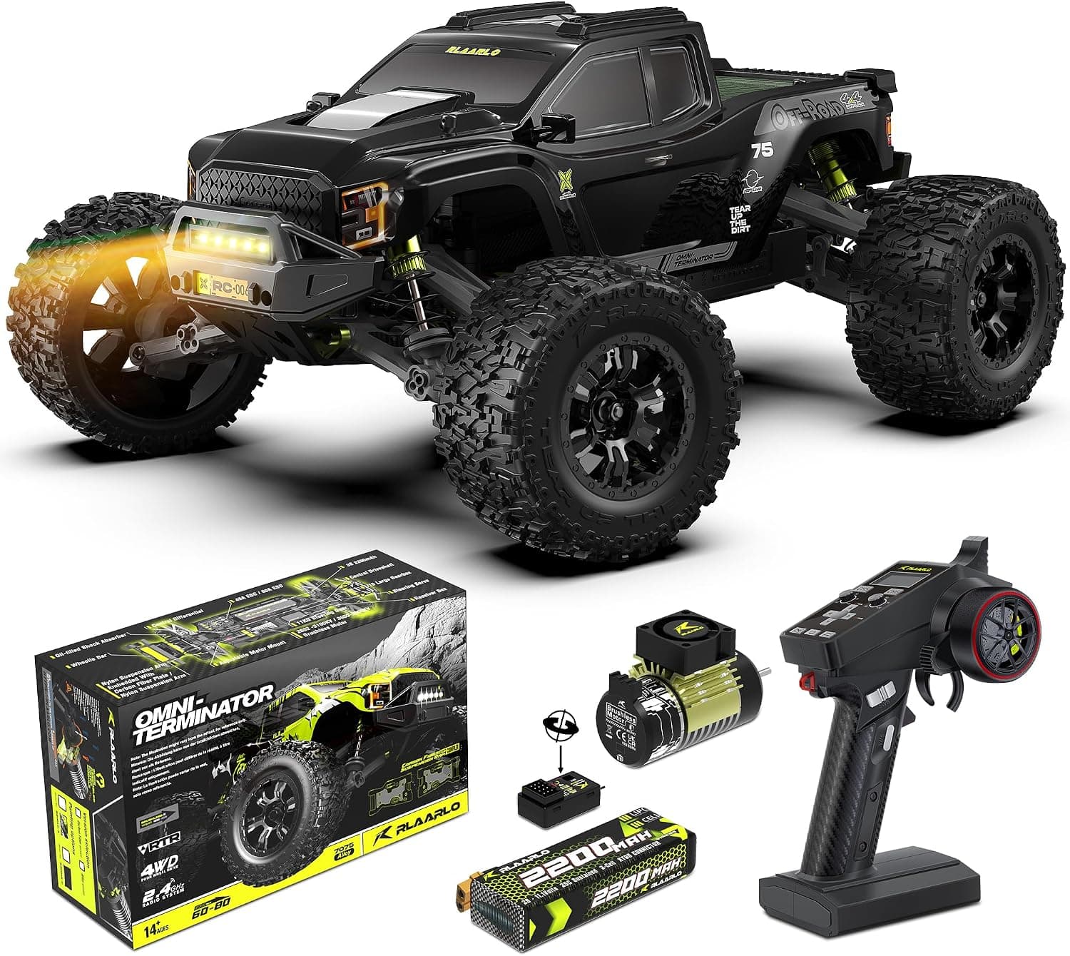 RIAARIO Coches Control remoto Mini 1:10 RC sin Escobillas para Adultos Max 50 mph Todo Terreno Camiones de Recreación Eléctricos Todo Terreno Monster Trucks 4WD Camión Control remoto Impermeable con