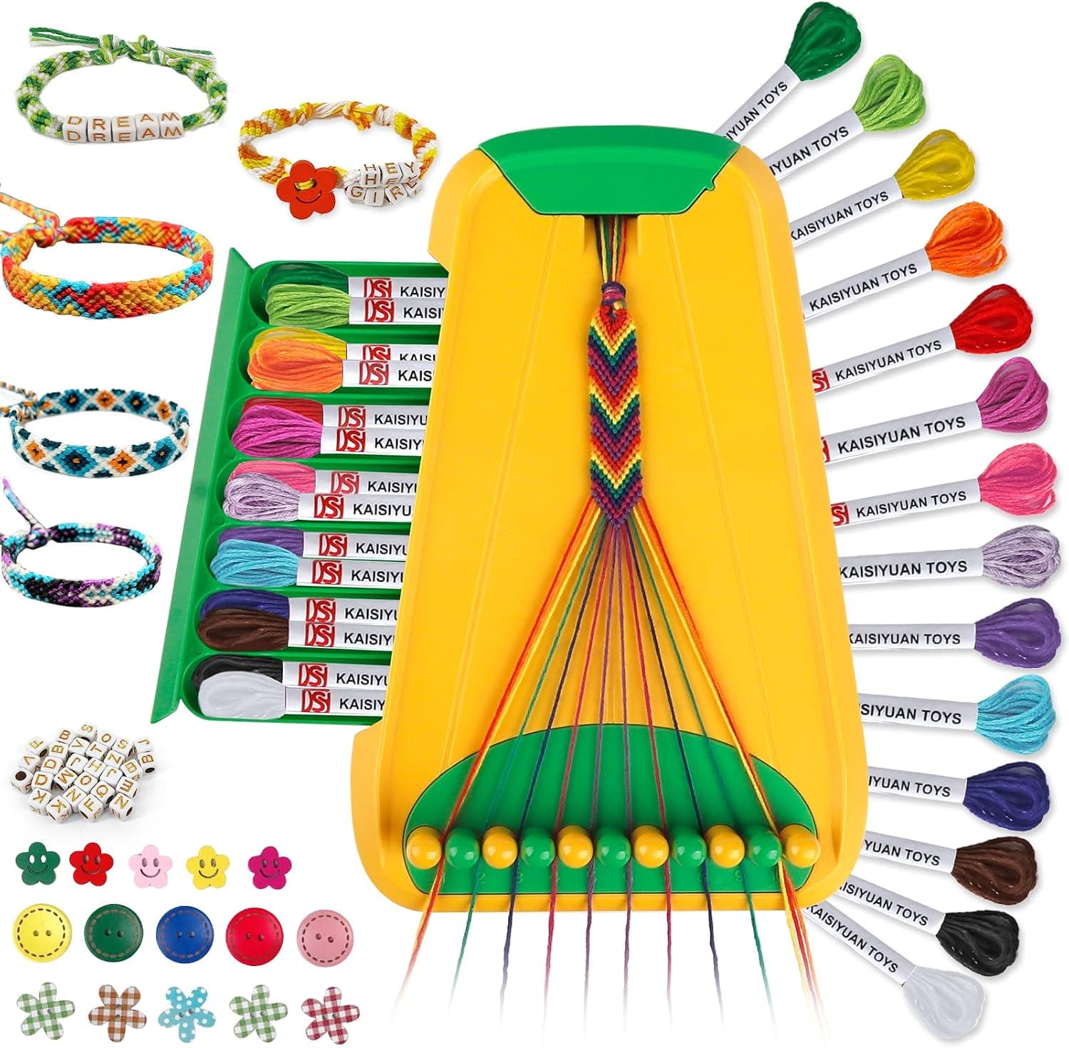 Kit para hacer pulseras, 28 hilos y cuentas con letras, niñas 8-12 años