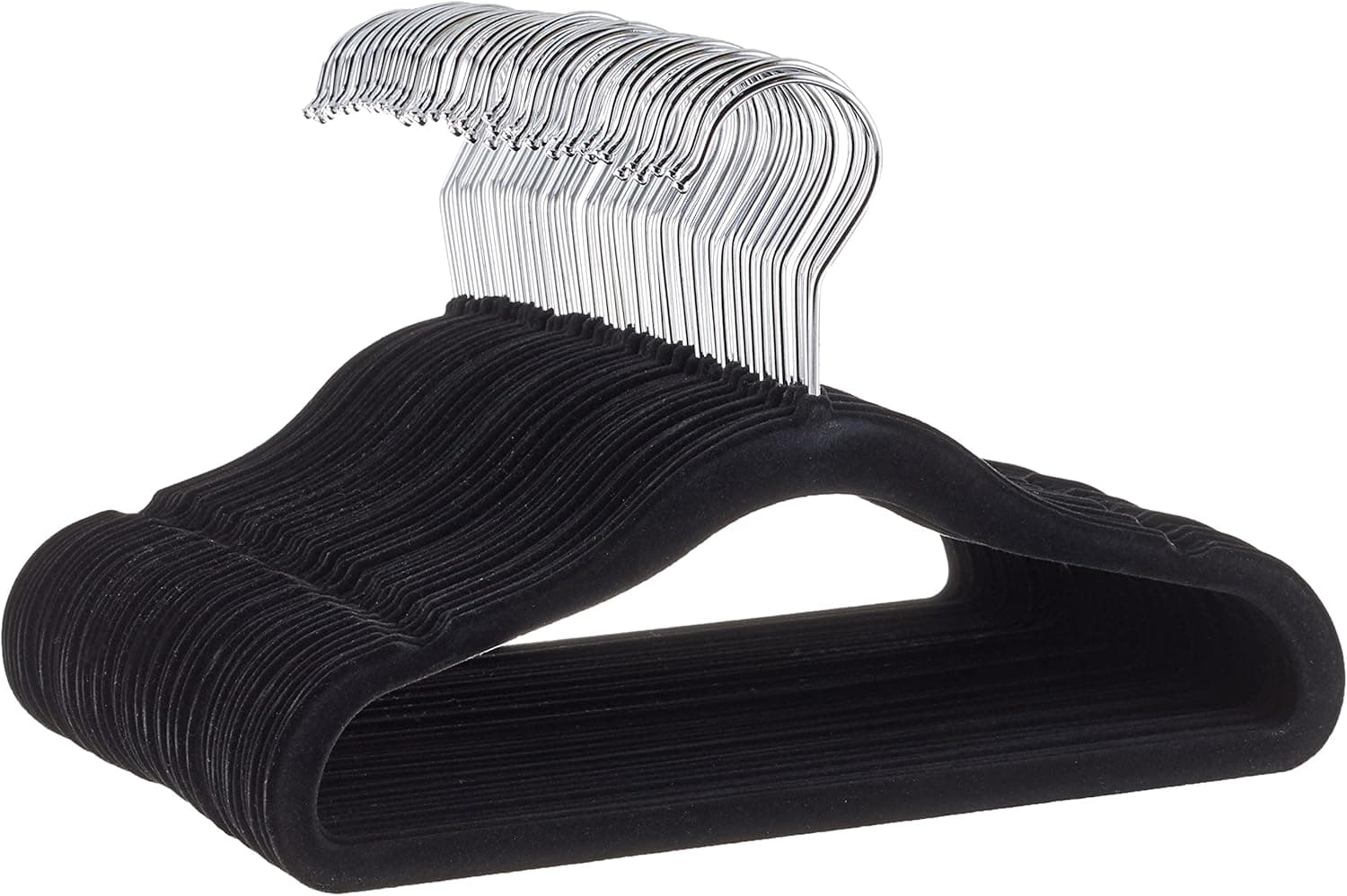 Amazon Basics Perchas Antideslizantes de Terciopelo para Bebés y Niños Pequeños, 29,5cm (para Ropa de Bebé), Paquete de 50, Negro