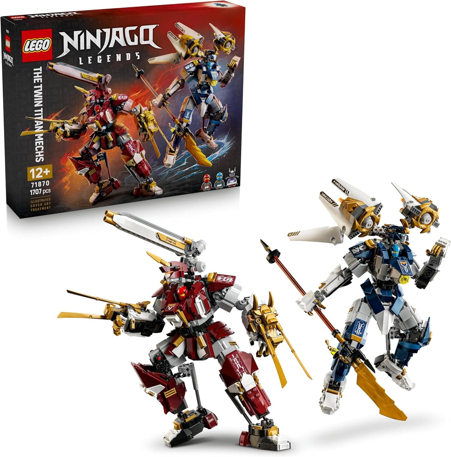 LEGO Ninjago Titanes Robot Gemelos – Figuras Articuladas de Robots de Juguete y 3 Minifiguras Inc. Kay y NYA – Decoración del Dormitorio – Regalo de Cumpleaños para Niños de 12+ Años y Fans – 71870