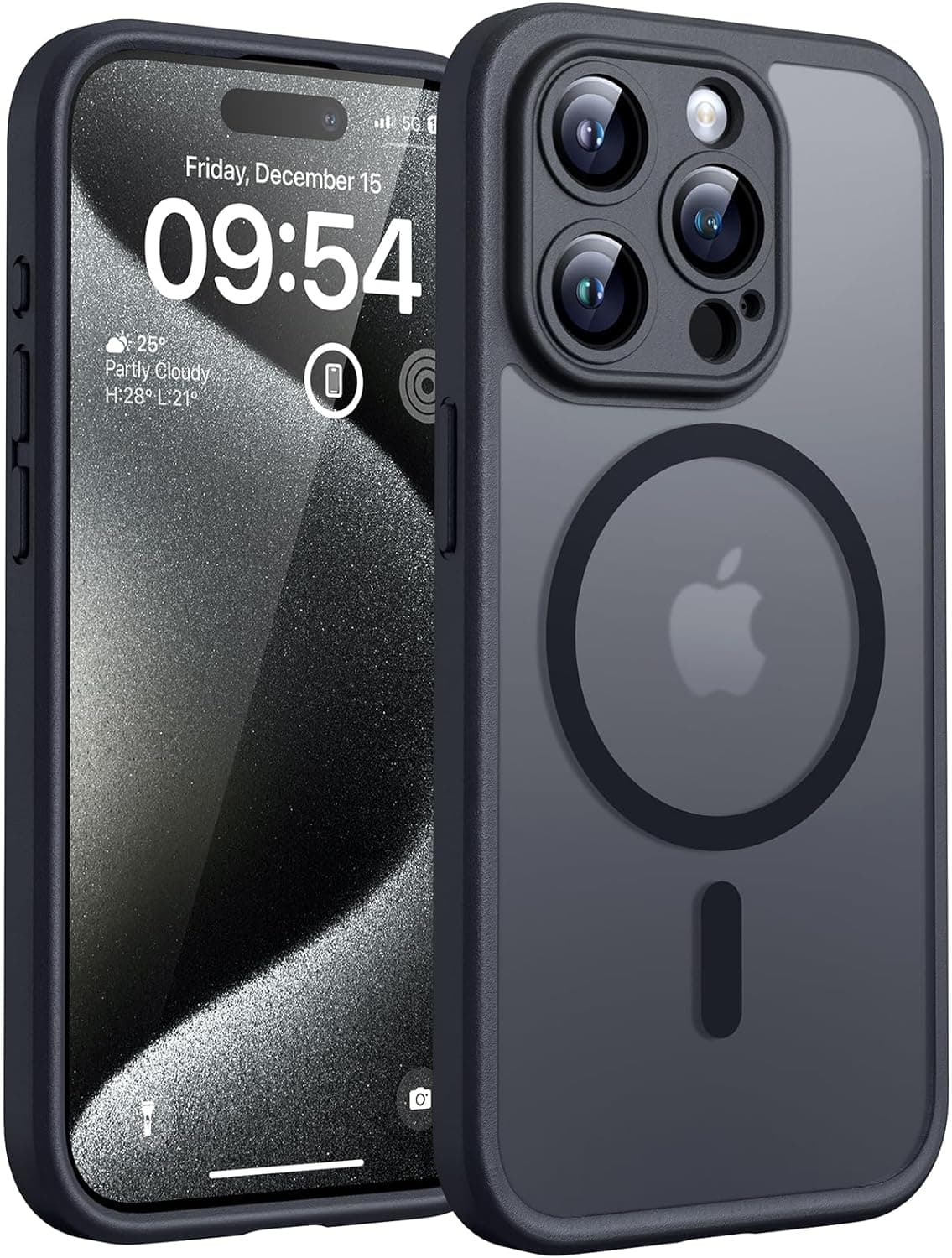 TOCOL Funda para iPhone 15 Pro MAX, Compatible con MagSafe, Titanio Negro