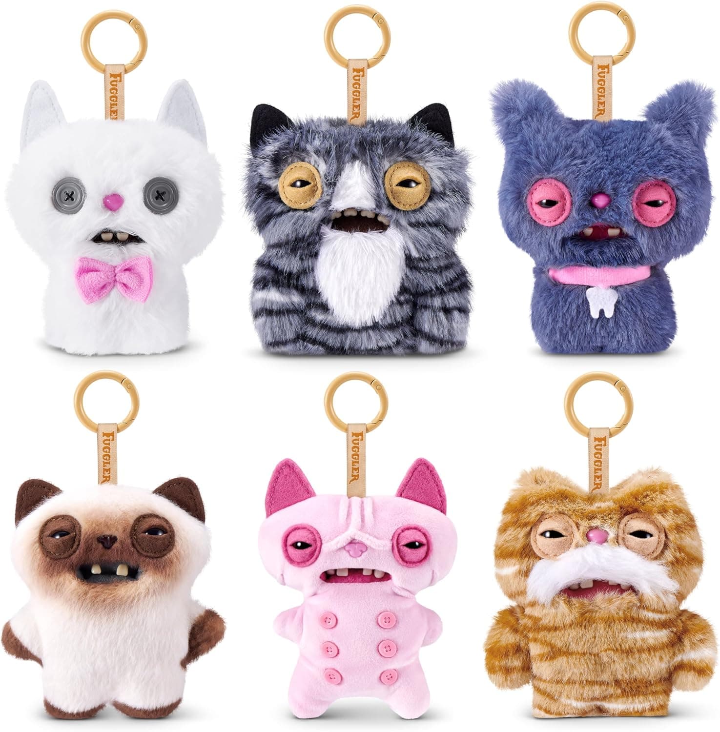 Fuggler Alley Cat Keyring 5 Inch Plush Collectible 6 Pack de ZURU