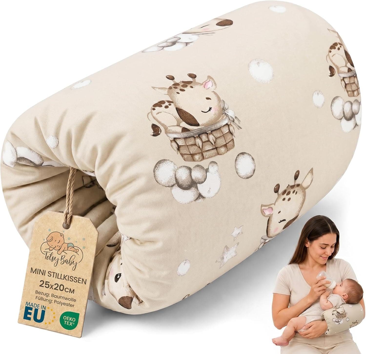Totsy Baby Cojín de Lactancia Bebé 20 cm de Viaje Cojín de Brazo en Algodón