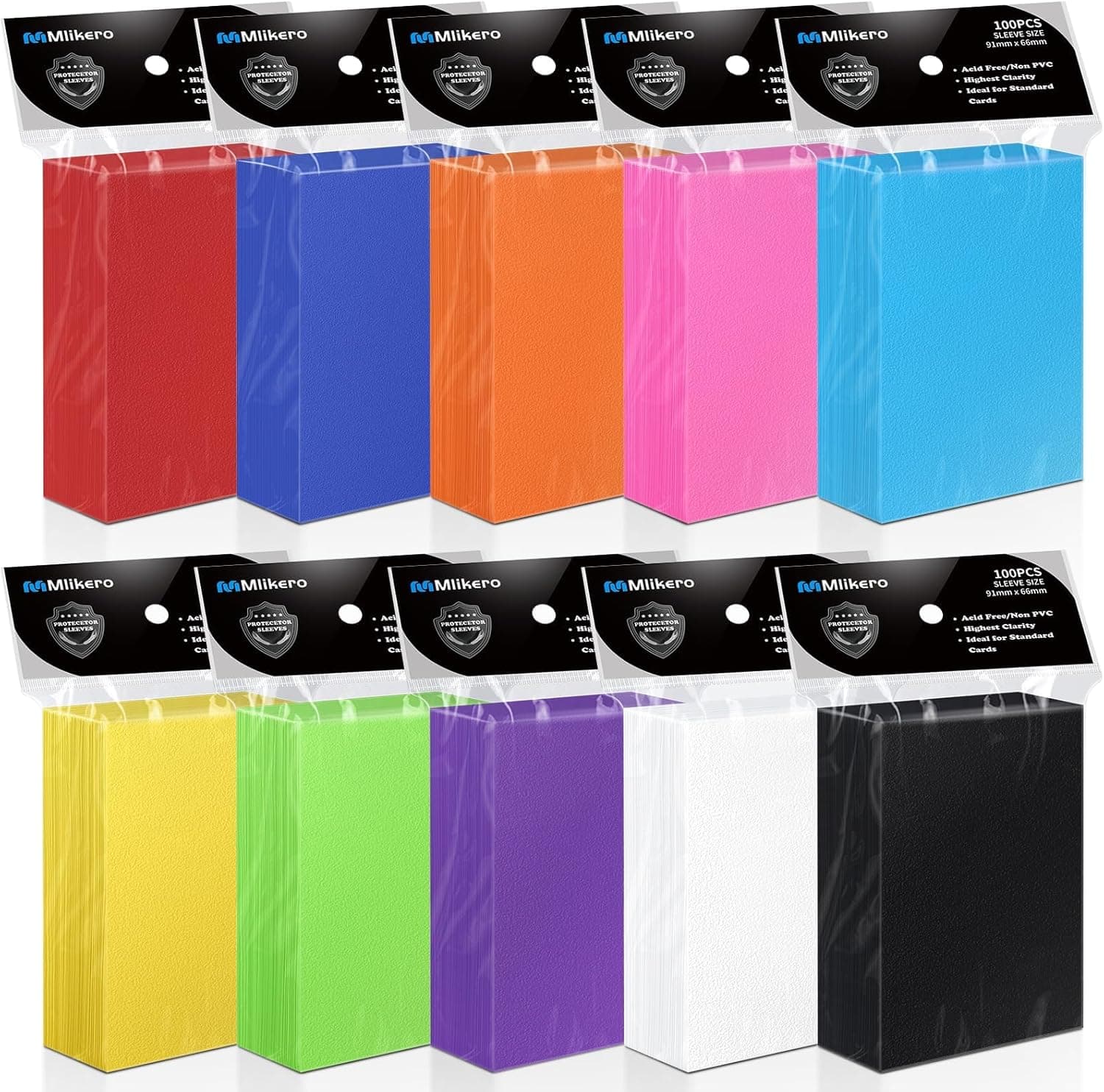 Mlikero 1000 Pcs Fundas Cartas, 66 x 91mm Funda Cartas, 10 Colores Card Sleeves, Fundas para Cartas para Trading Cards, Cartas Deportivas