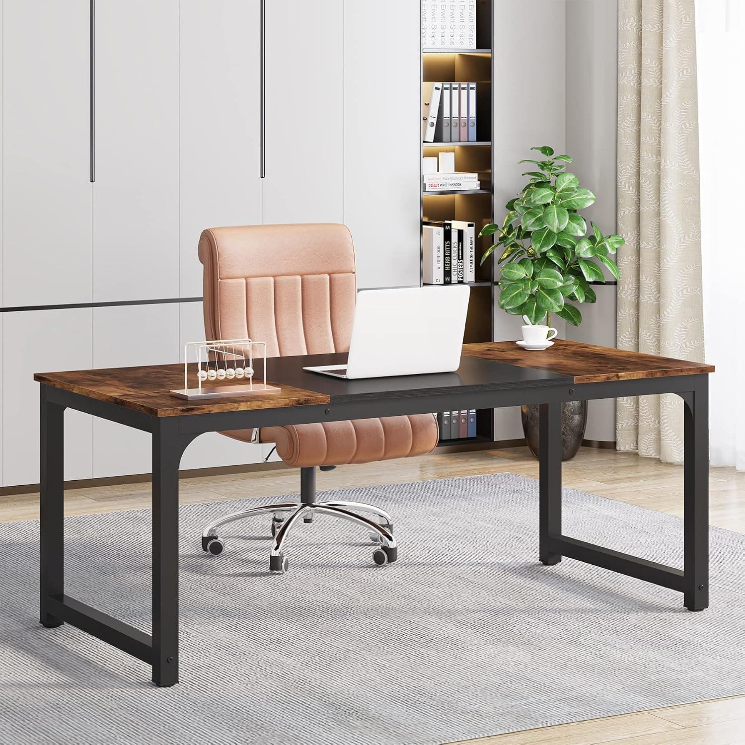 Tribesigns Mesa Escritorio, Escritorio de Estudio para Oficina en casa, Escritorios de Estilo Moderno para Dormitorio, Montaje Sencillo