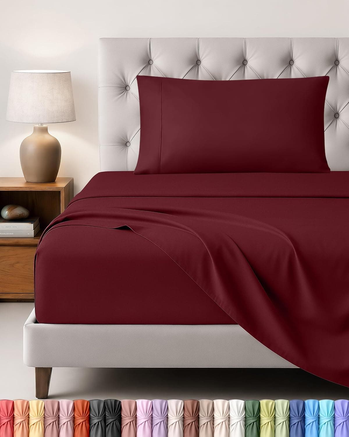 Utopia Bedding Juego de Sabanas 3 Piezas, 90x190cm, Burdeos