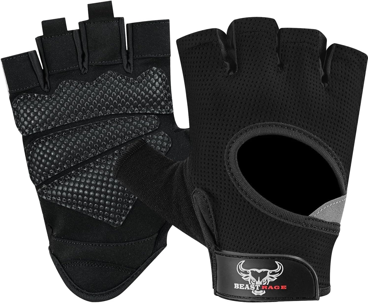 Beast Rage Guantes de Fitness parlevantamiento de Pesas para Hombres y Mujeres, Transpirables,Antideslizantes,Acolchados de Silicona,Guantes de Gimnasio Entrenamiento Ciclismo