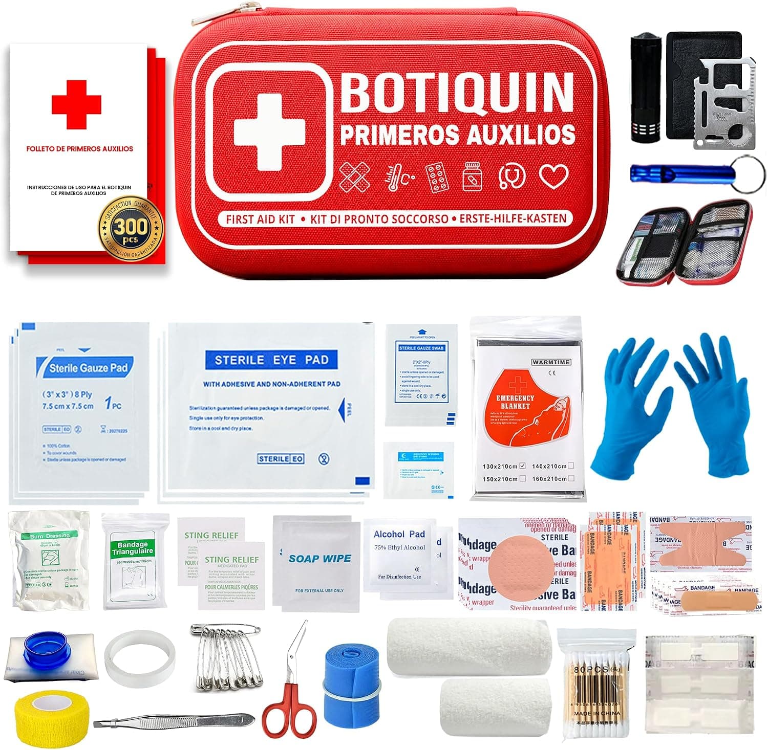 | NUVEXIA® | Botiquin De Primeros Auxilios PREMIUM 300 Piezas I kit De Supervivencia para Coche, Viaje, Hogar o Montaña I First Aid Kit I Ideal Para Emergencias y Senderismo.