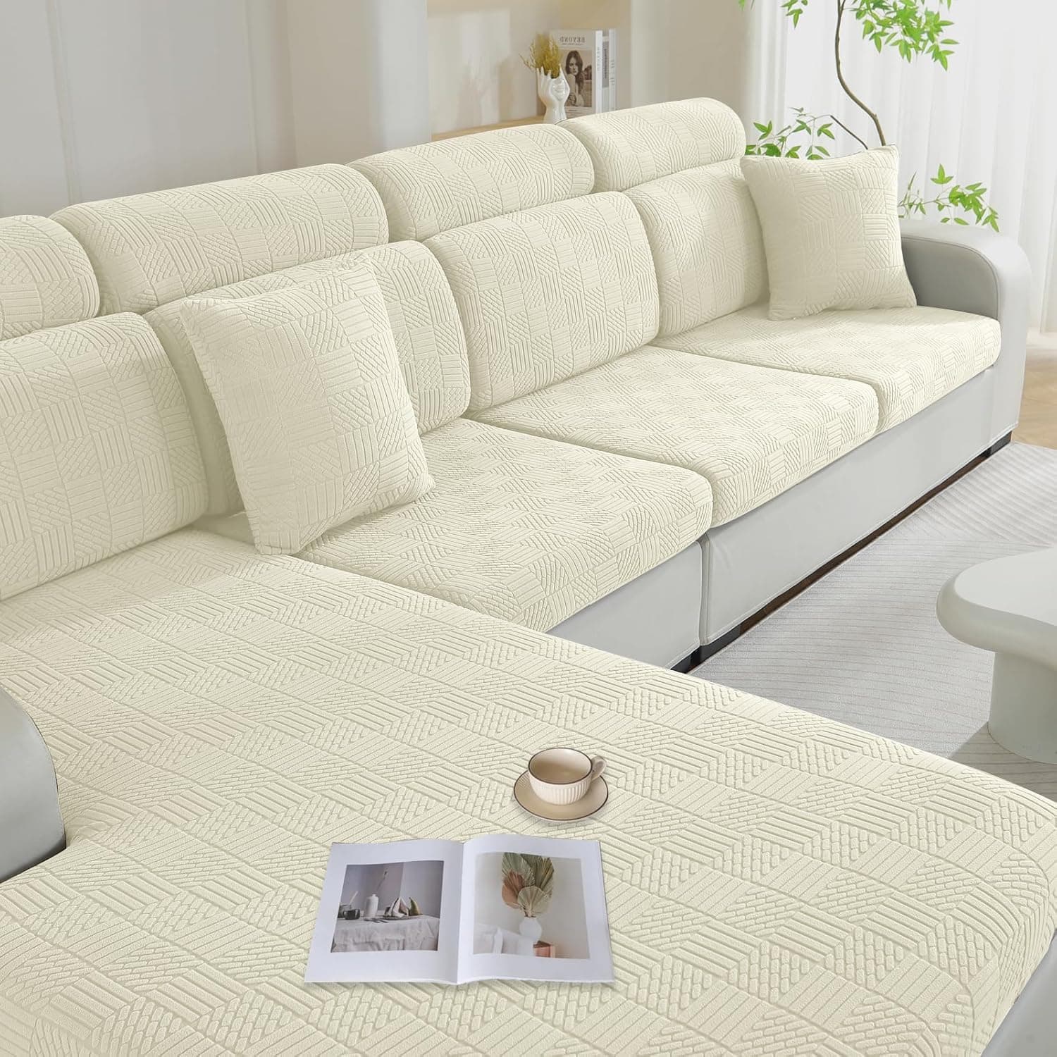 Ystyle Funda Asiento Sofa Ajustable, Alta Extensible Funda Sofa Cojin Separado, Antideslizante, Universal, Lavable, Protector de Muebles para Perros y Mascotas (1 Asiento-X, Beige)