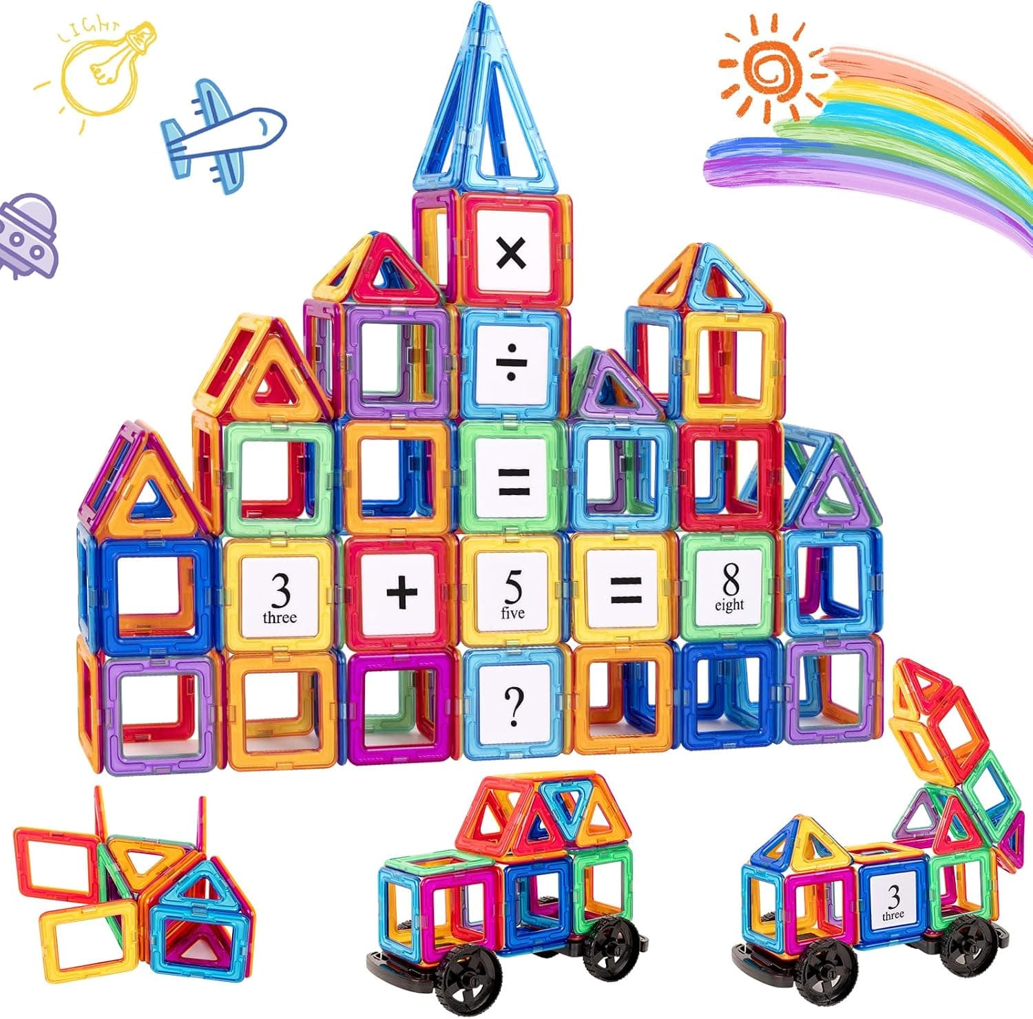 Bloques de Construcción Magnéticos 74PCS, Construcciones Magnéticos Niños