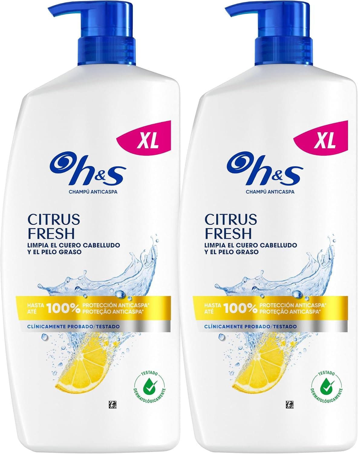 H&S Citrus Fresh Champú Anticaspa para Pelo Graso Aroma a Cítricos 2x800ml