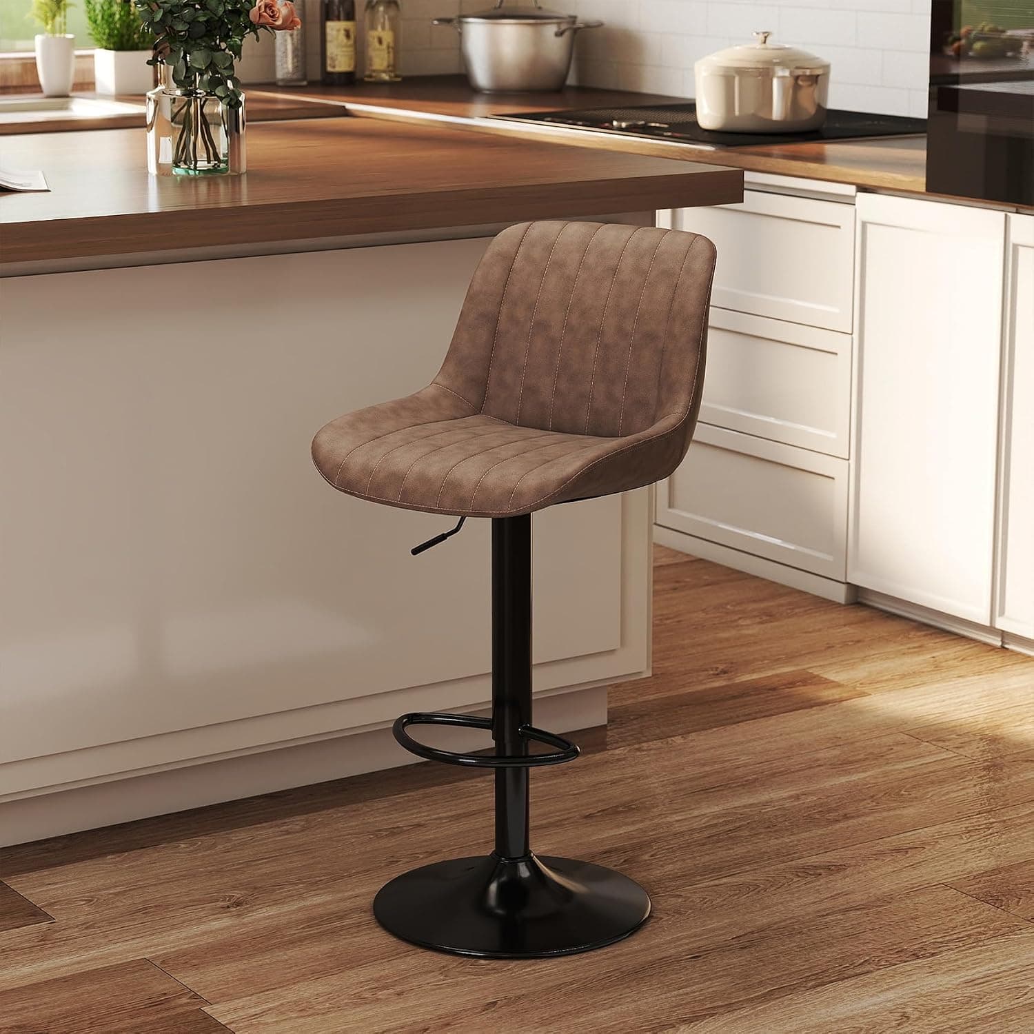 Youhauchair Taburetes Altos de Cocina, Regulable Altura, Marrón