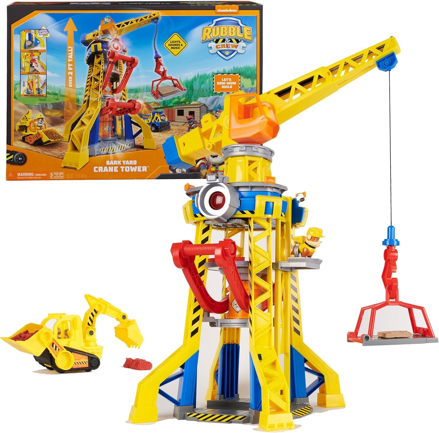 Rubble & Crew Playset Torre Grúa con Rubble Excavadora y Arena Kinetica