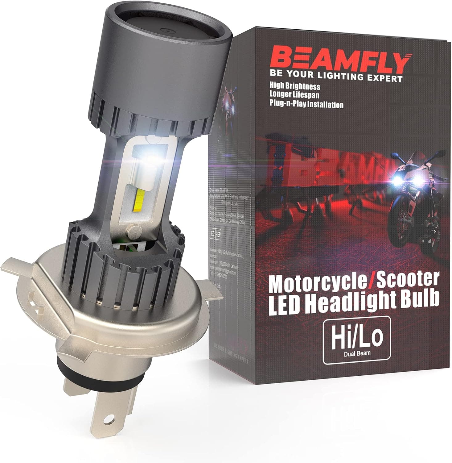 Bombilla H4 LED Moto 9003 HB2 6500LM 12V 6000K