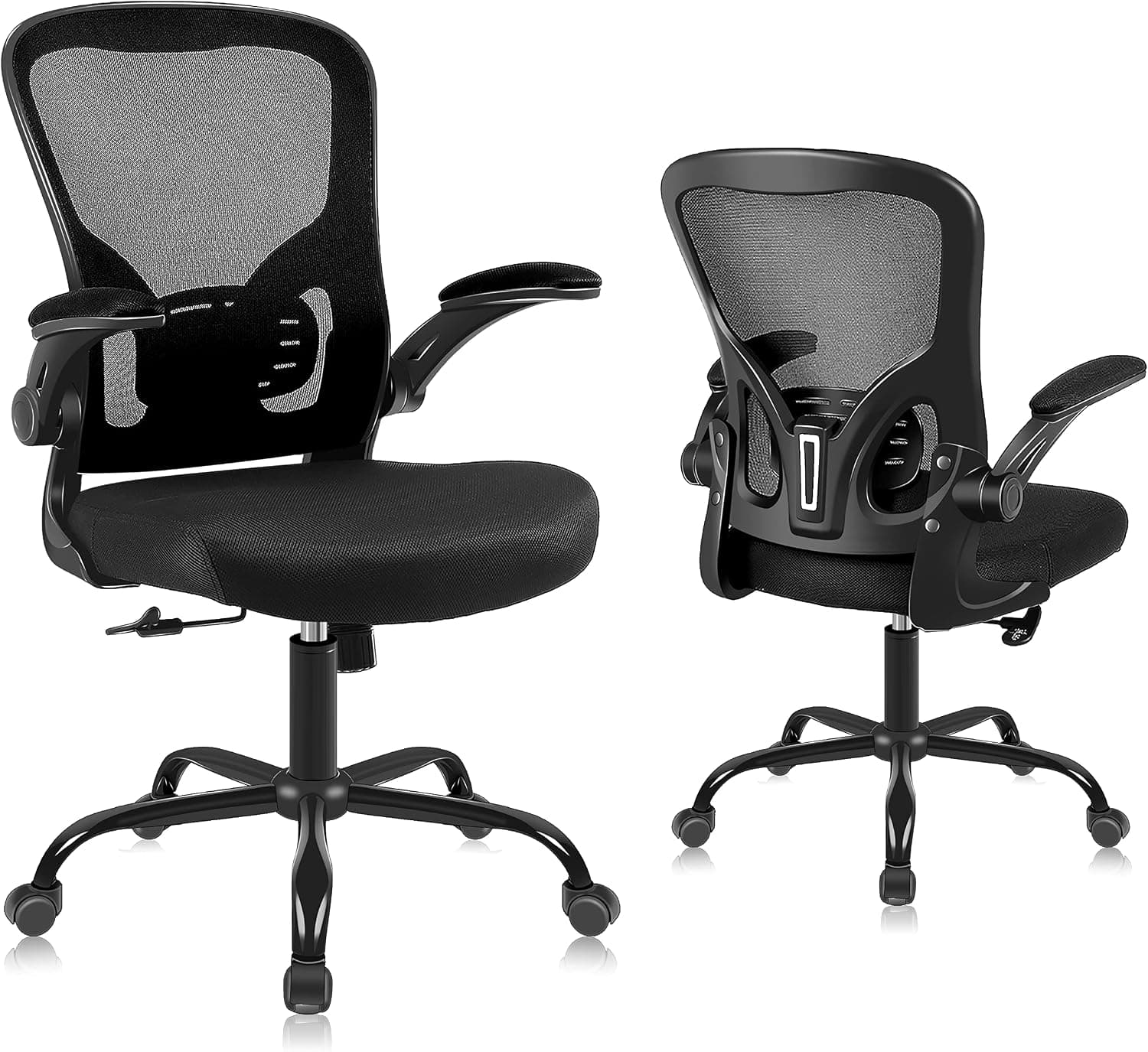 Youhauchair Silla Oficina con Reposabrazos Abatibles, Negra