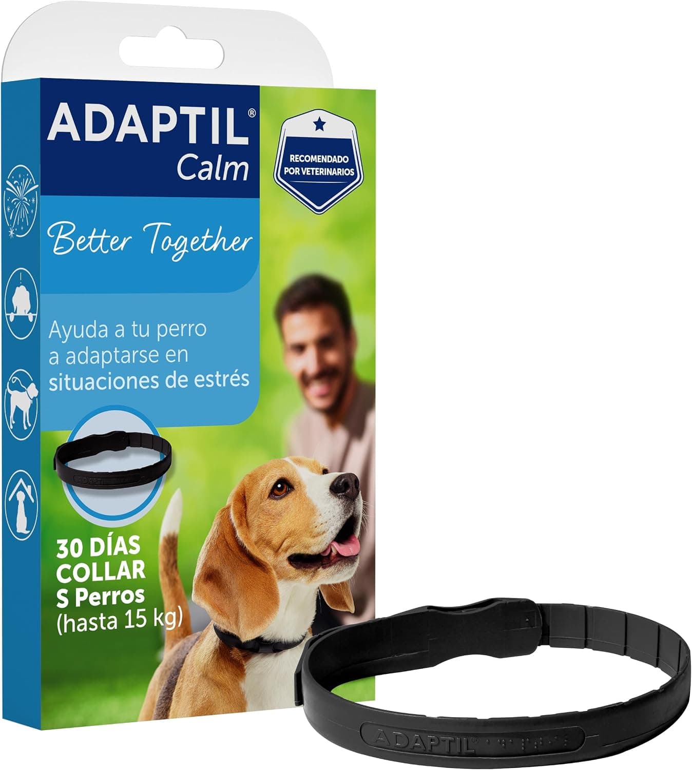 ADAPTIL Calm - Antiestrés para perros - Miedos, Ruidos Fuertes, Aprendizaje, Adopción - Collar S para Perros Pequeños