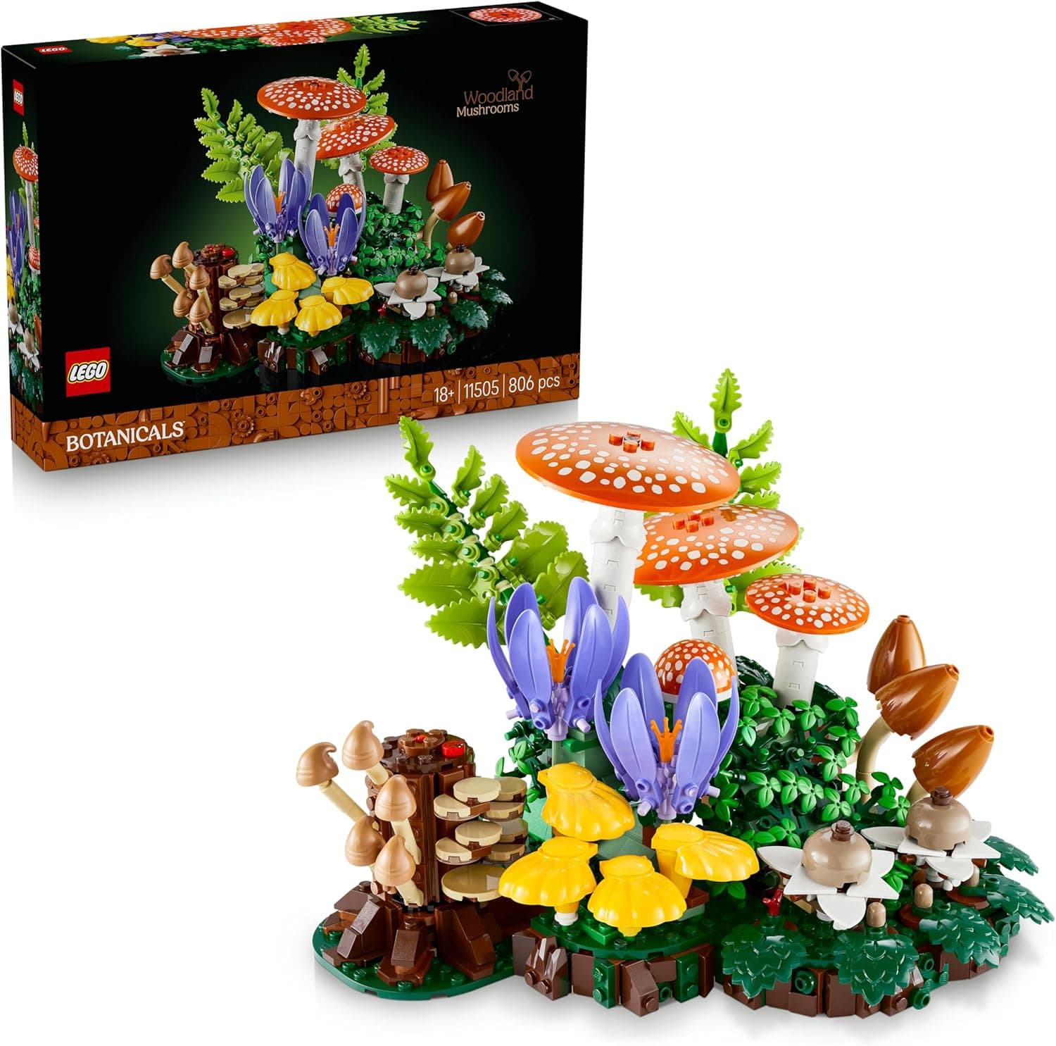 LEGO Botanicals Setas del Bosque – Kit de Construcción con Plantas Artificiales: Setas Rojas y Flores Artificiales – Decoración para Salón y Dormitorio – Regalo de Manualidades para Adultos – 11505