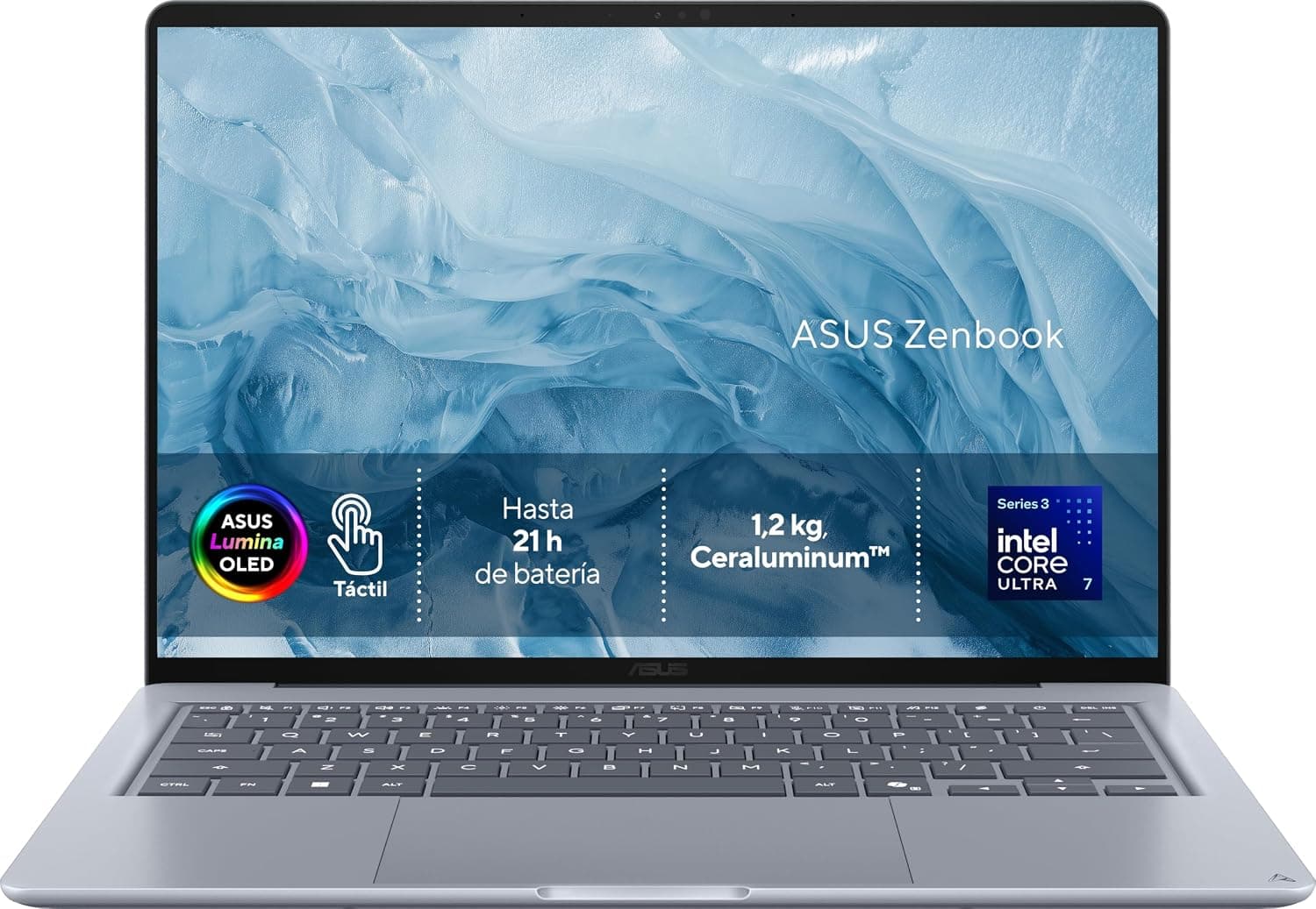 ASUS Zenbook 14 OLED UX3480AA-SU114W - Ordenador Portátil WQXGA+ 120Hz (Intel Core Ultra 7 355, 24GB RAM, 512GB SSD, Graphics, Windows 11 Home) Azul ártico - Teclado QWERTY español