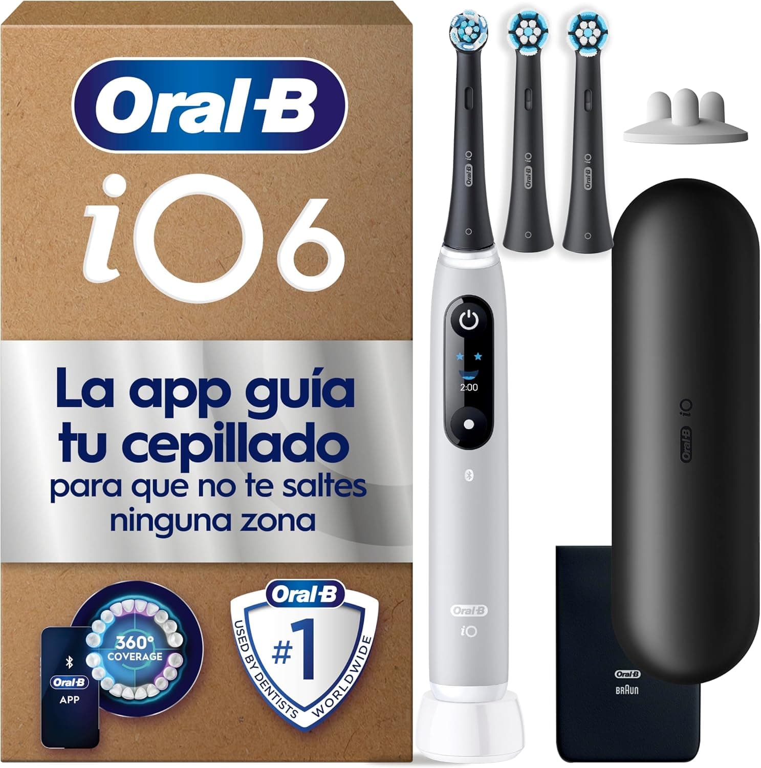 Oral-B iO 6 Cepillo de Dientes Eléctrico con 3 Cabezales, Gris